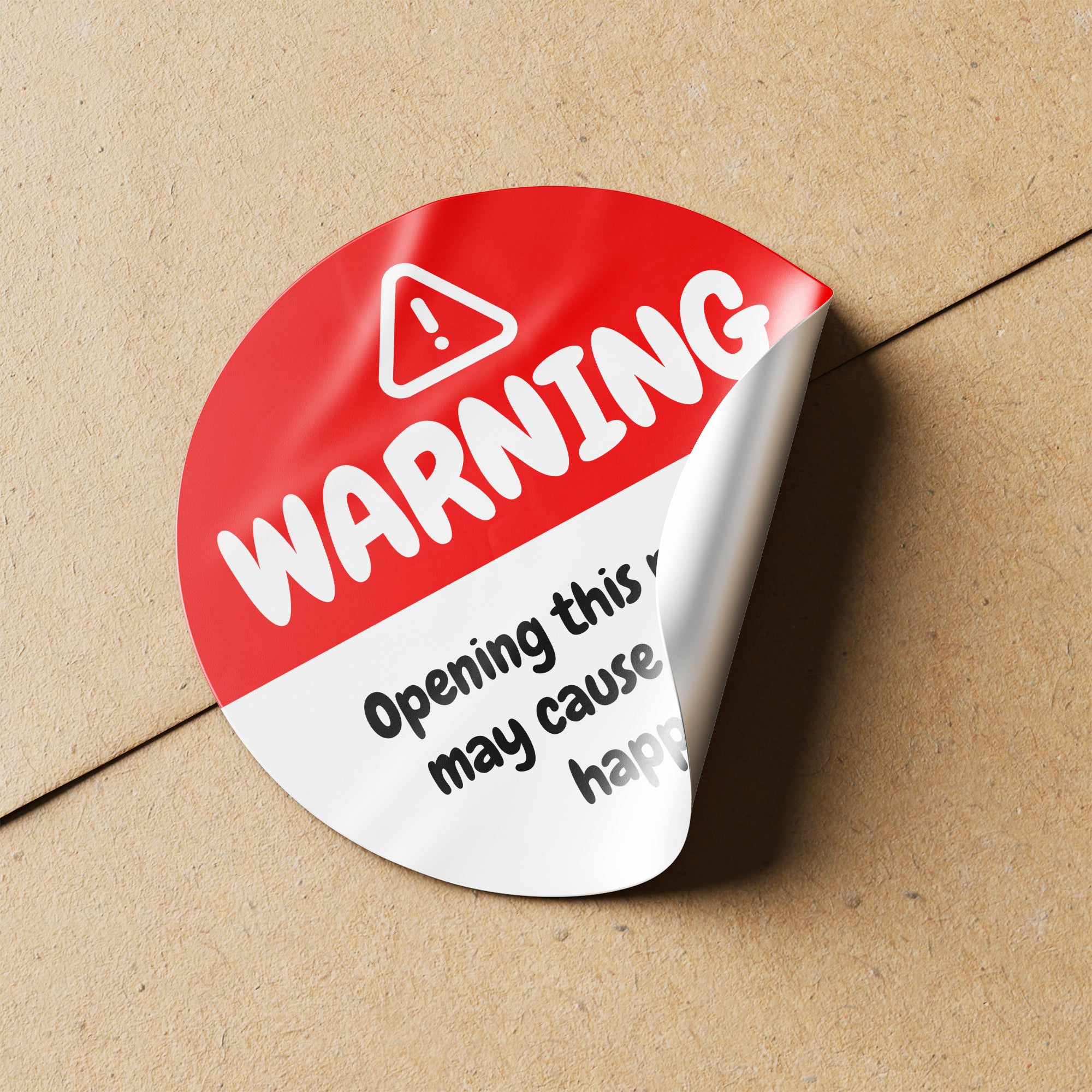 Red Warning Happiness Circle Stickers