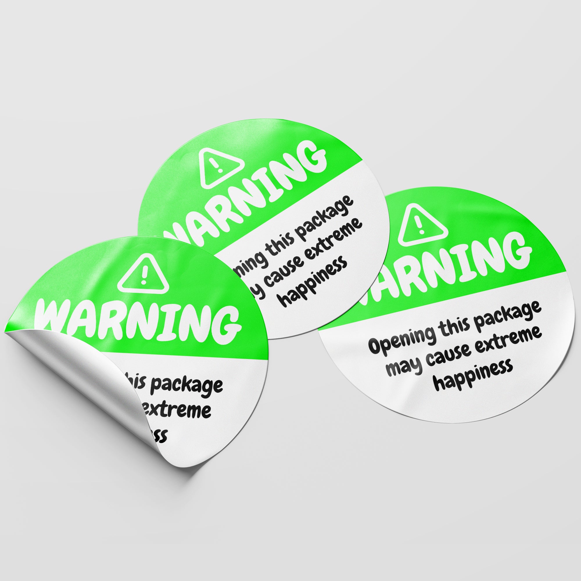 Green Warning Happiness Circle Stickers