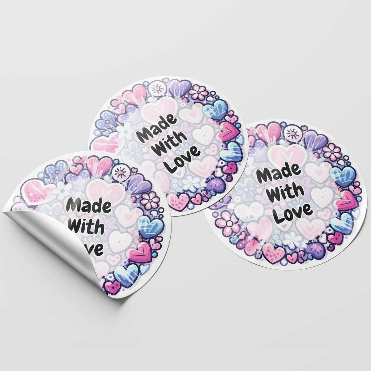 Made With Love Circle Stickers