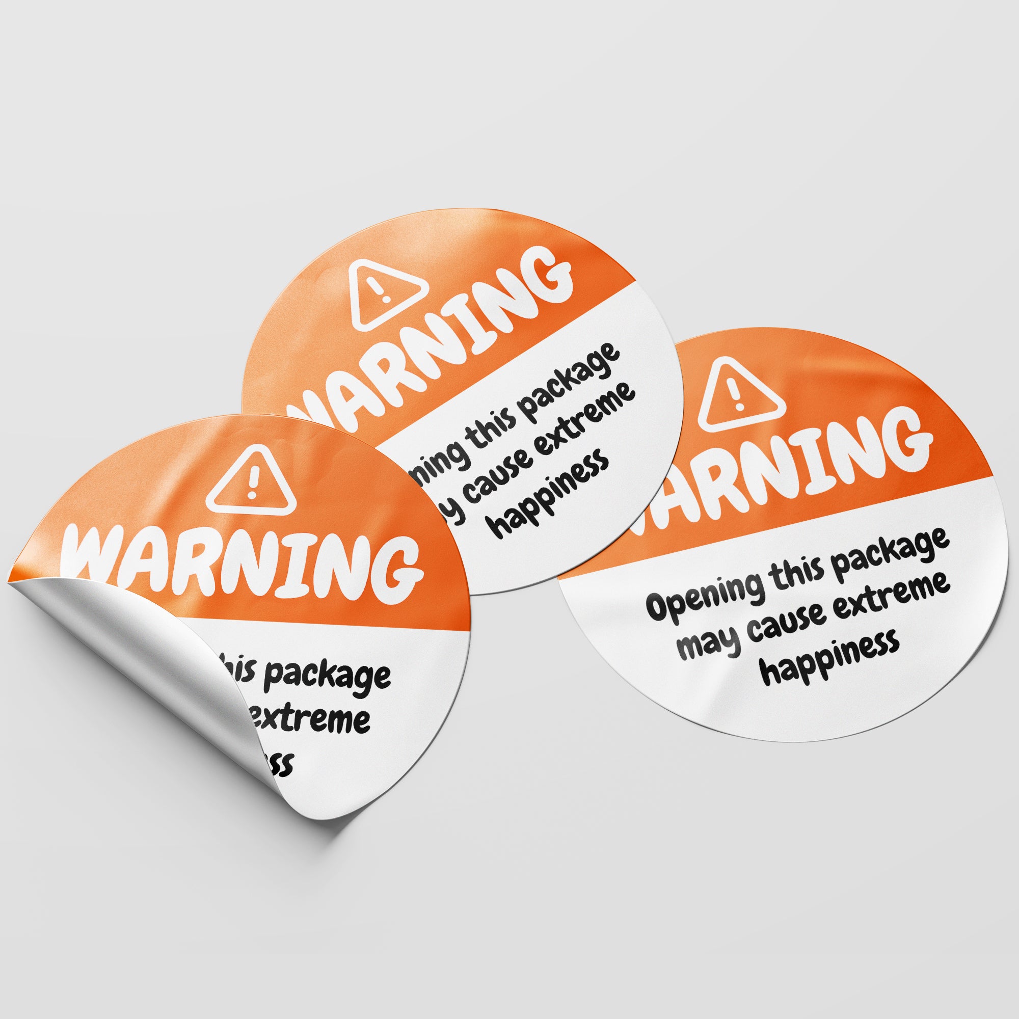 Orange Warning Happiness Circle Stickers