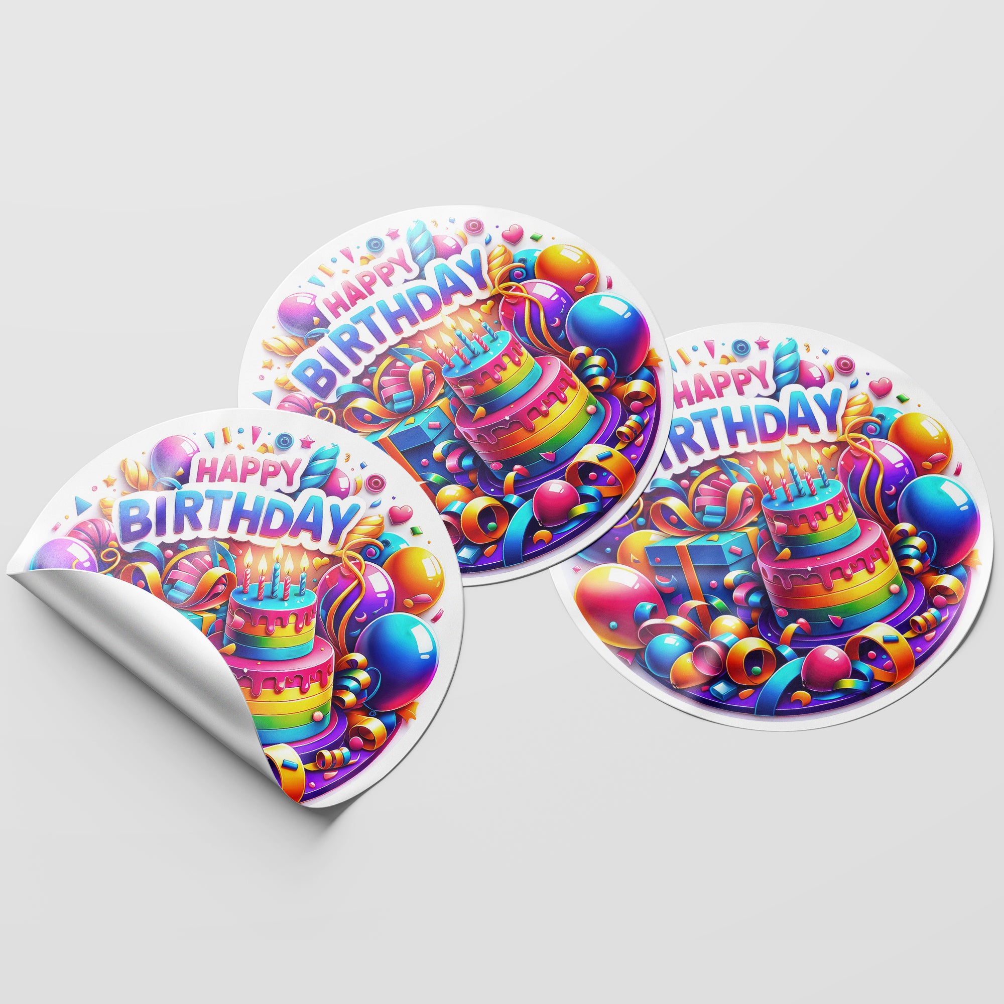 Happy Birthday 7 Circle Stickers