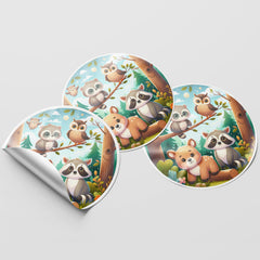 Forest Animals 1 Circle Stickers