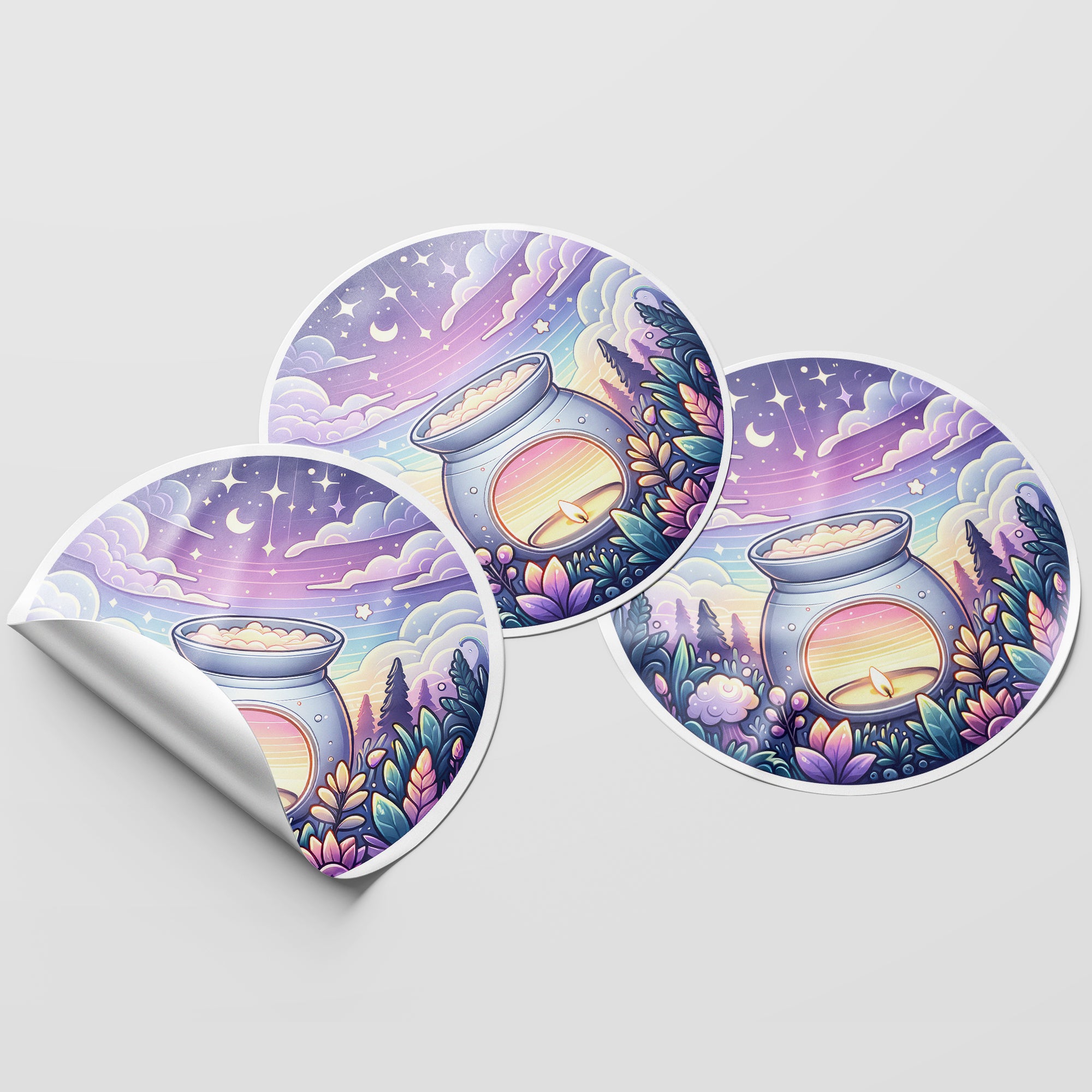 Magical Wax Melt Burner 2 Circle Stickers