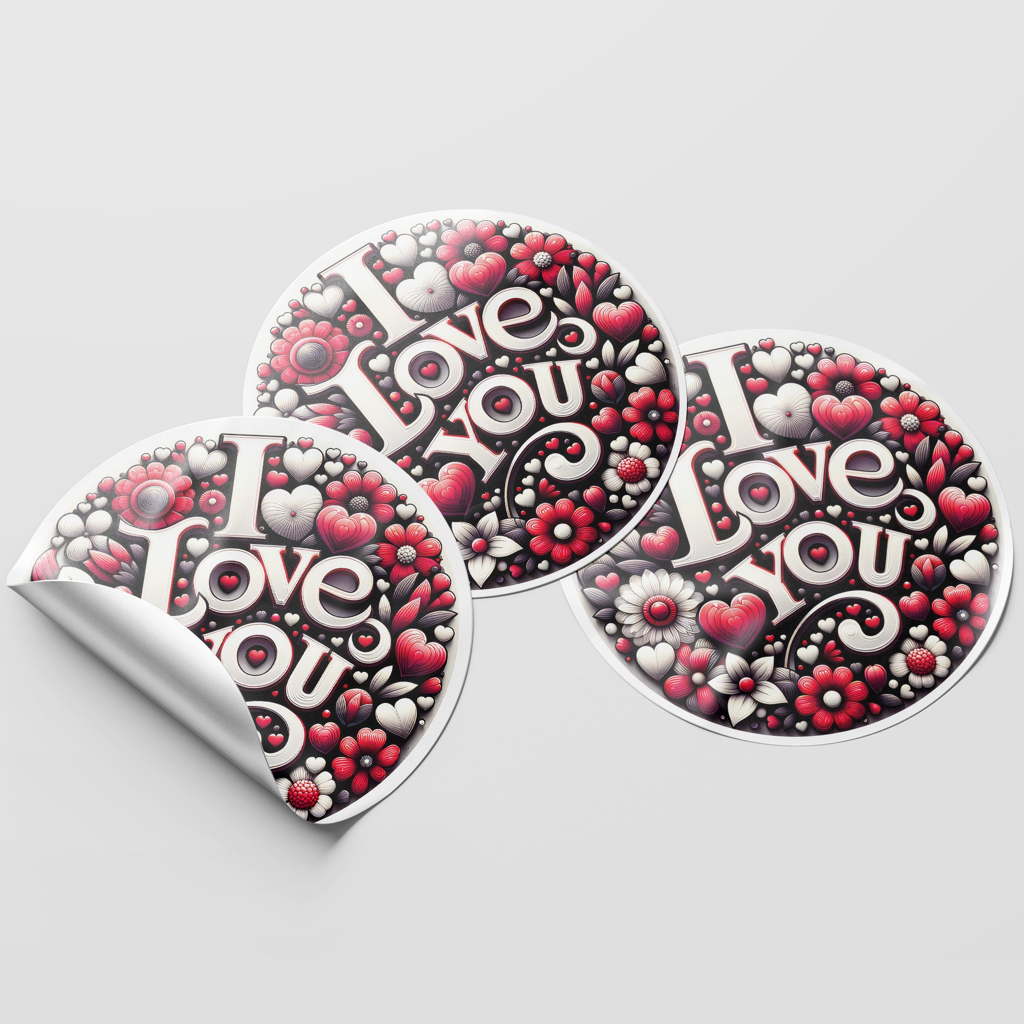 I Love You 2 Circle Stickers