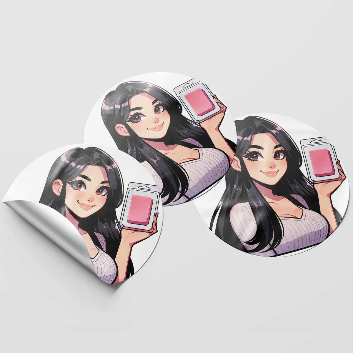 Black Hair Woman Wax Melt Avatar 2 Circle Stickers