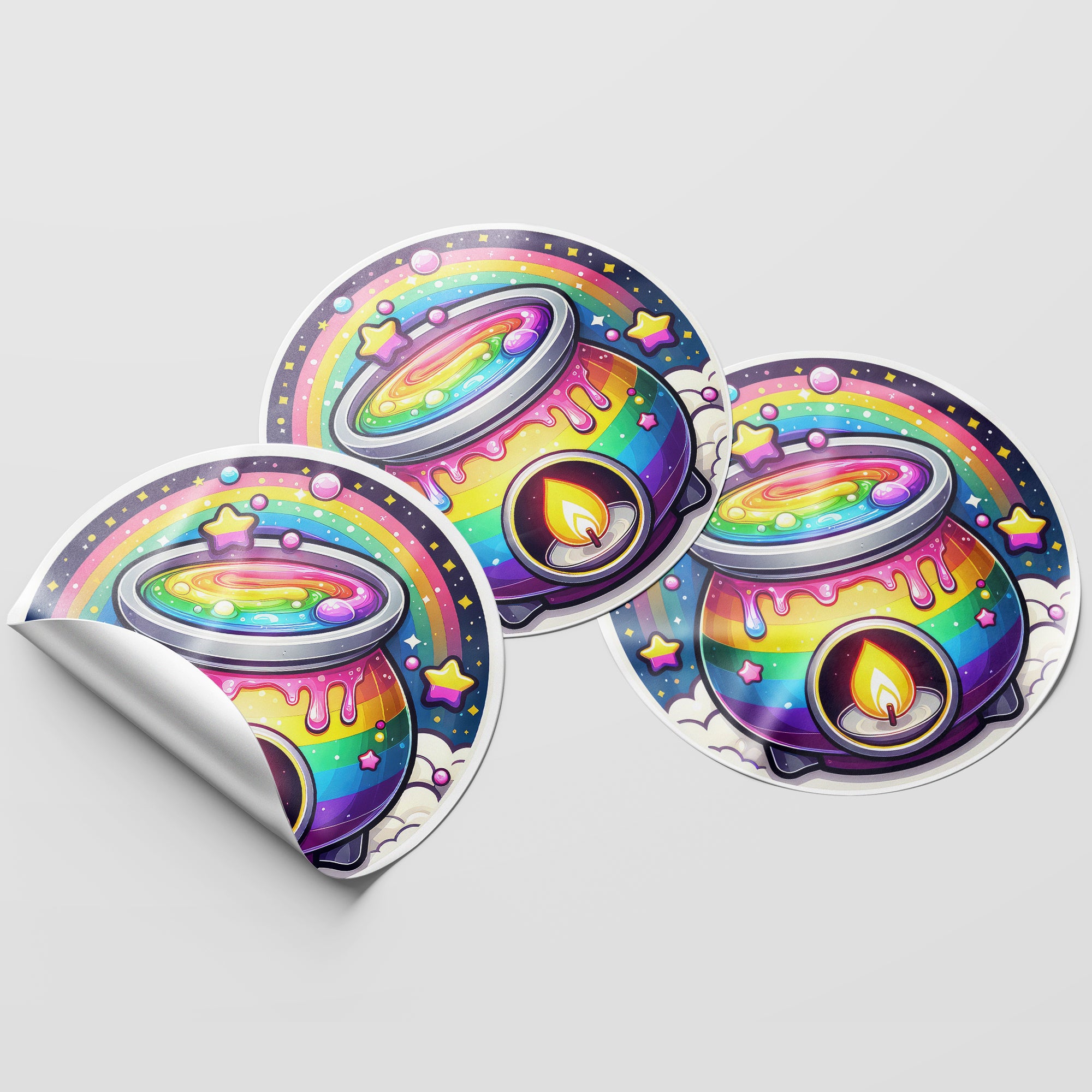 Rainbow Wax Melt Burner 2 Circle Stickers