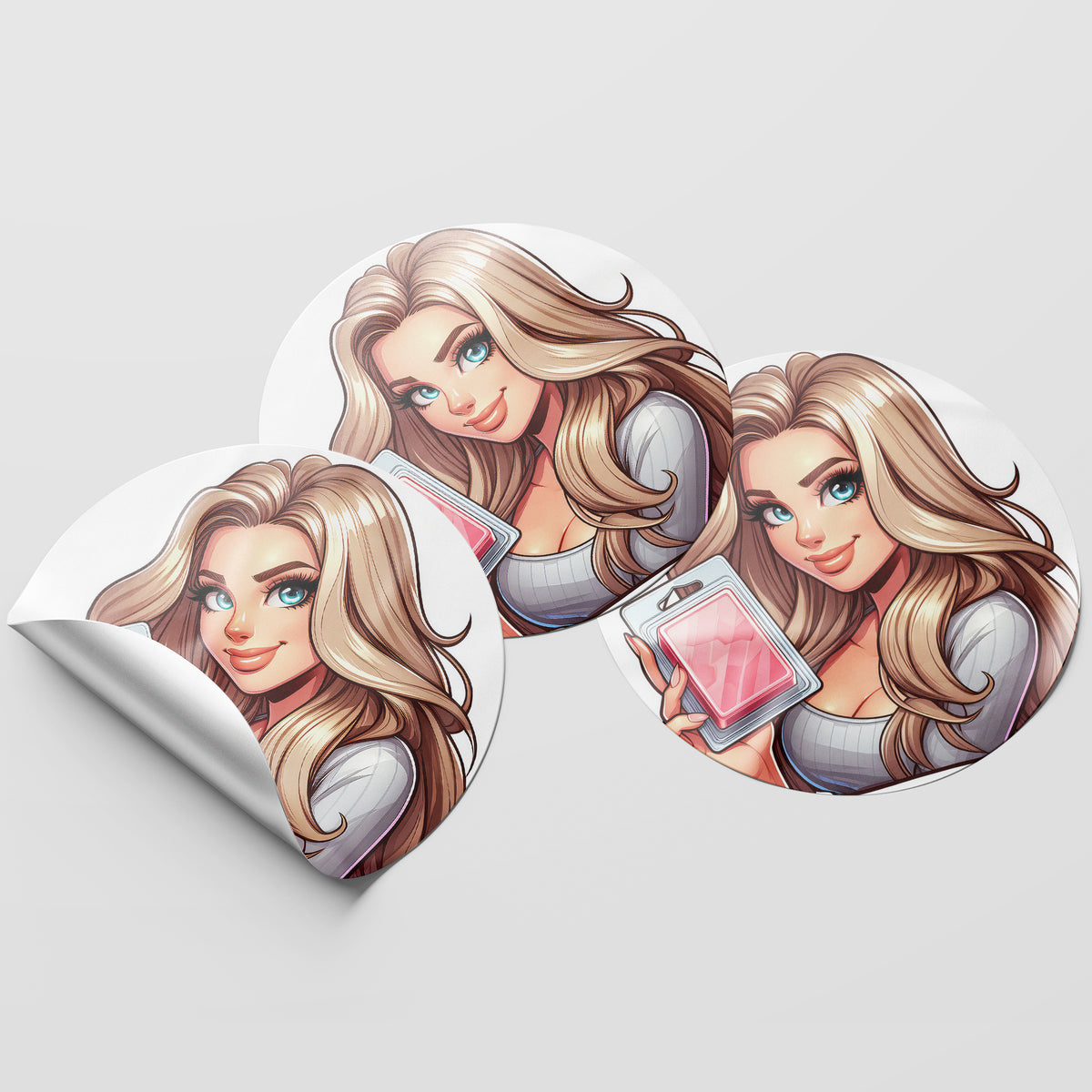 Blonde Hair Woman Wax Melt Avatar 2 Circle Stickers