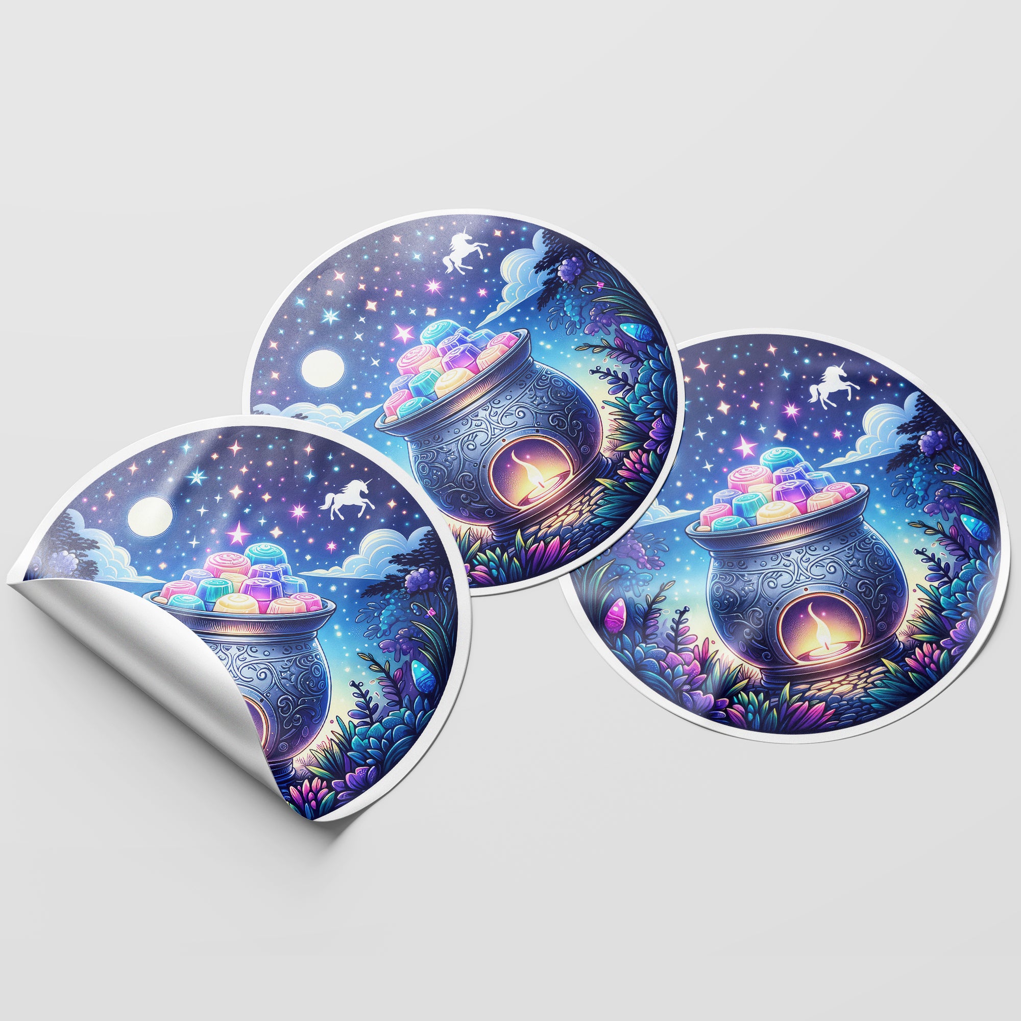 Magical Wax Melt Burner 3 Circle Stickers