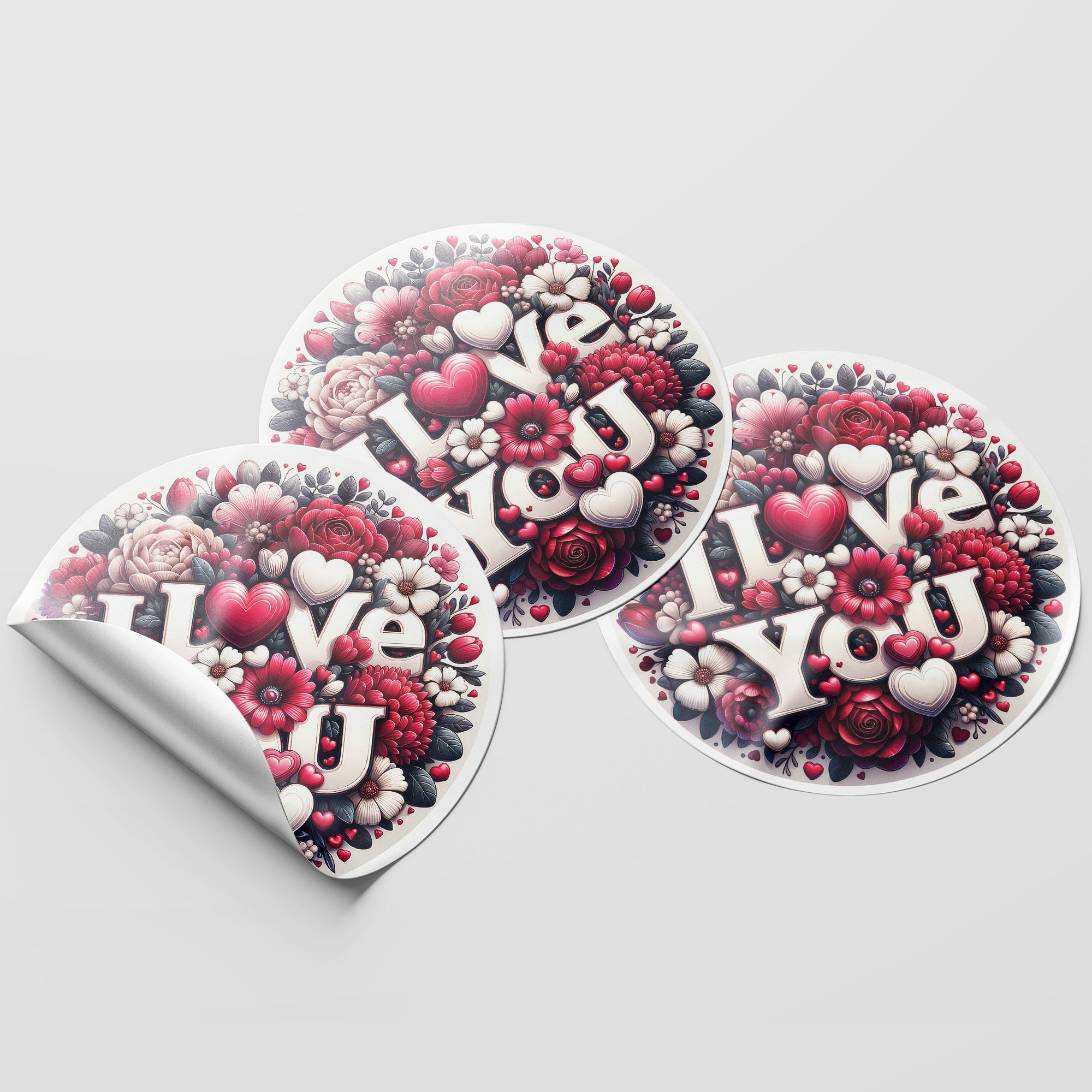 I Love You 1 Circle Stickers