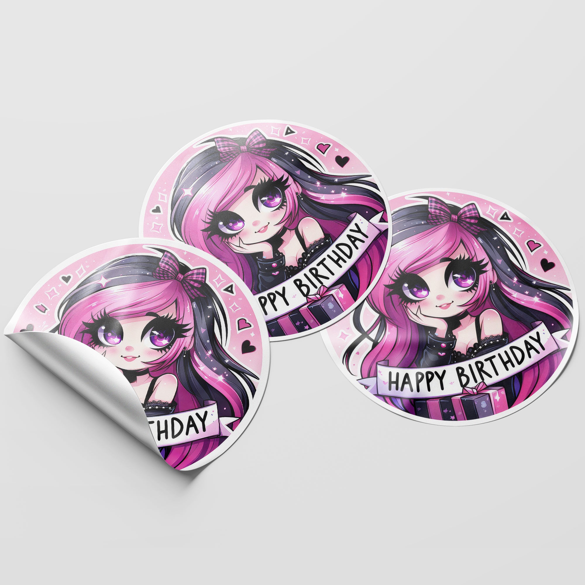 Girls Birthday 1 Circle Stickers