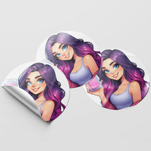Load image into Gallery viewer, Purple Hair Woman Wax Melt Avatar 1 Circle Stickers
