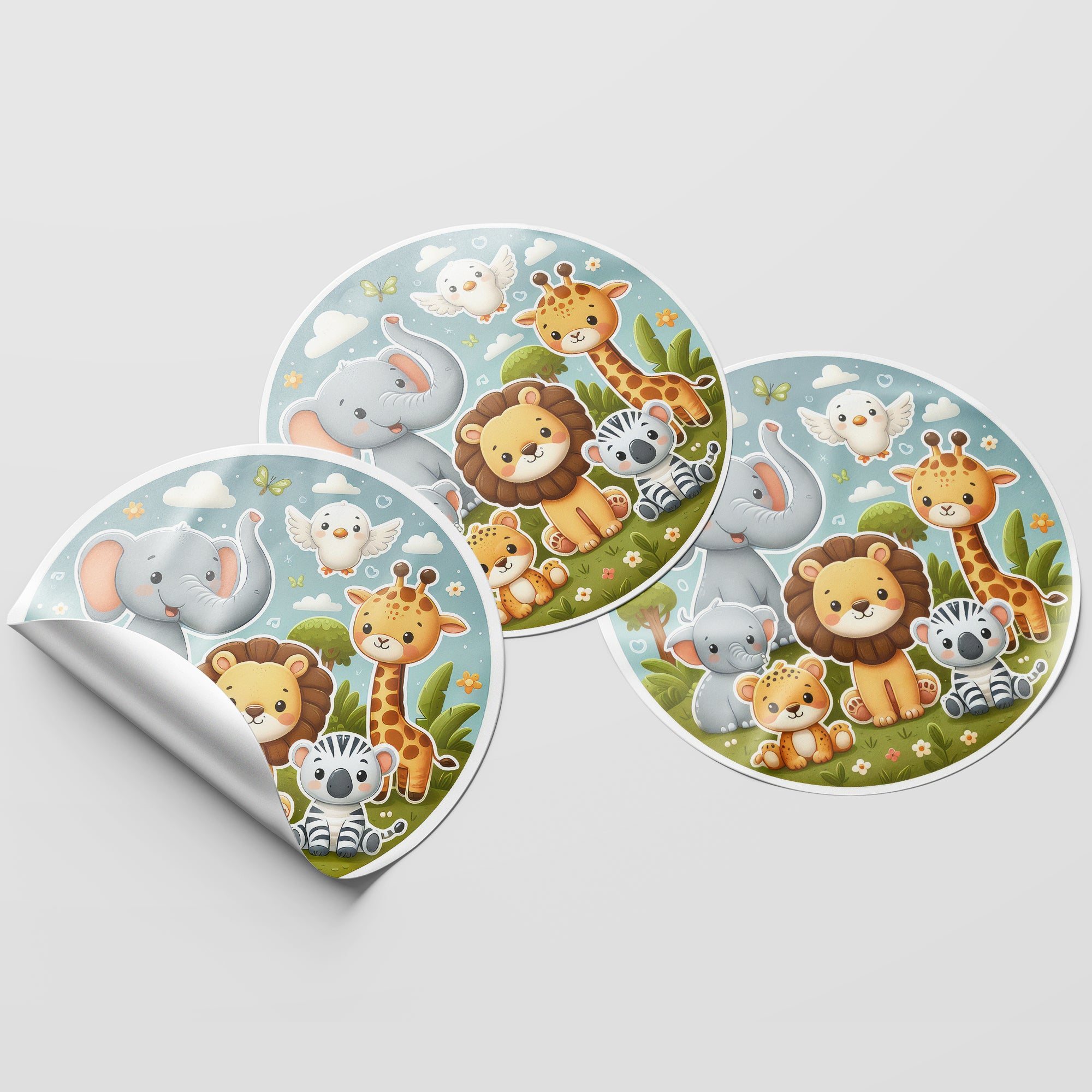 Safari Animals 1 Circle Stickers