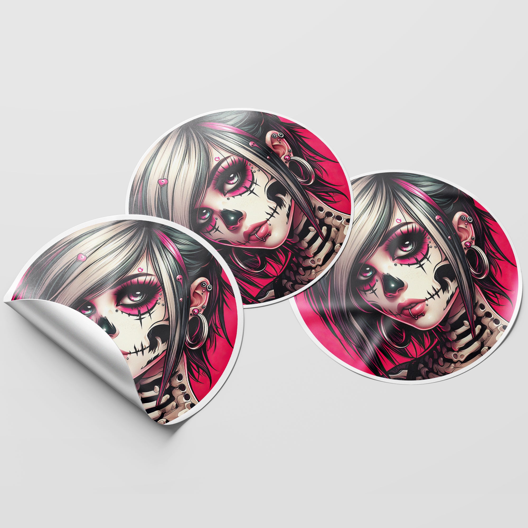 Emo Girl 1 Circle Stickers