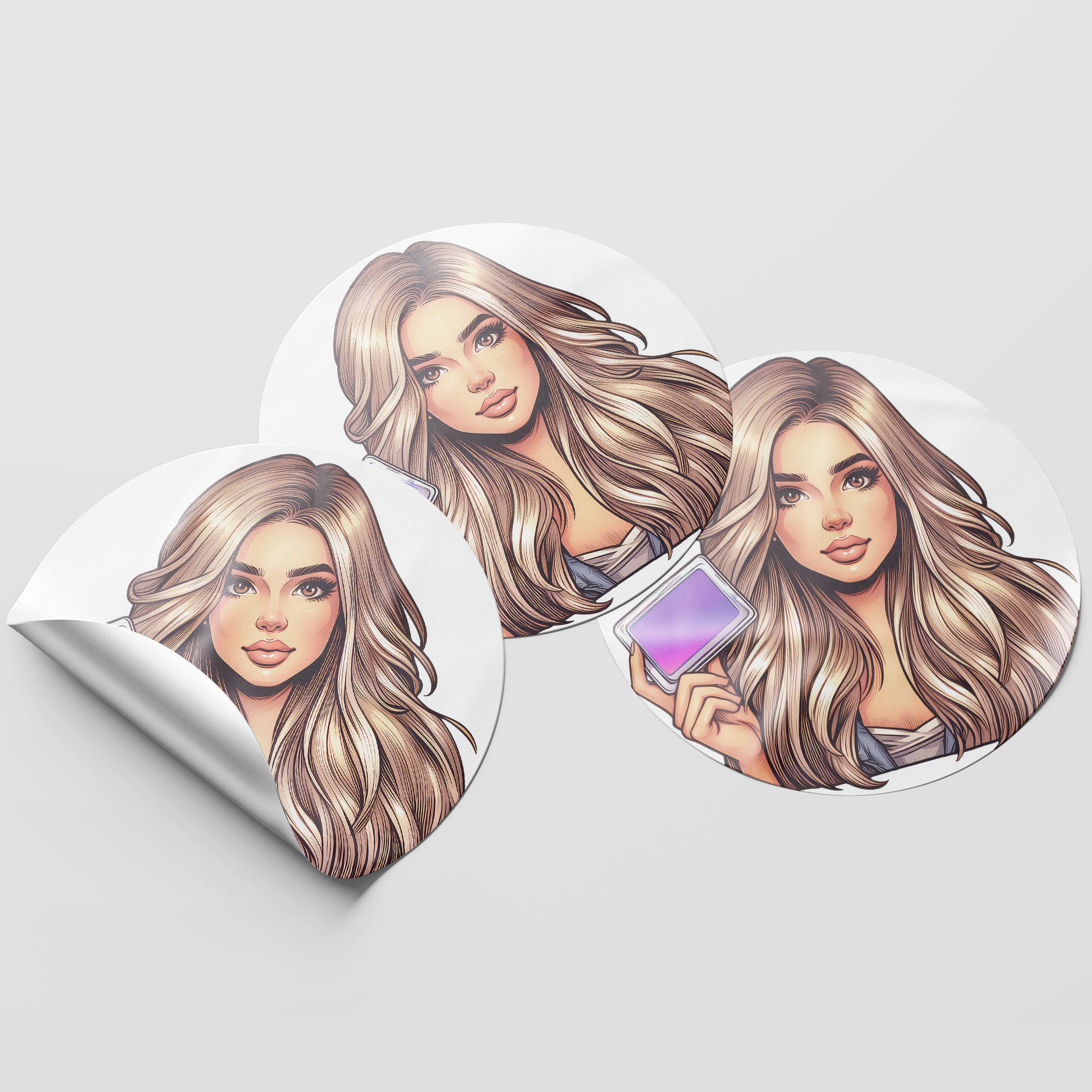 Blonde Hair Woman Wax Melt Avatar 6 Circle Stickers