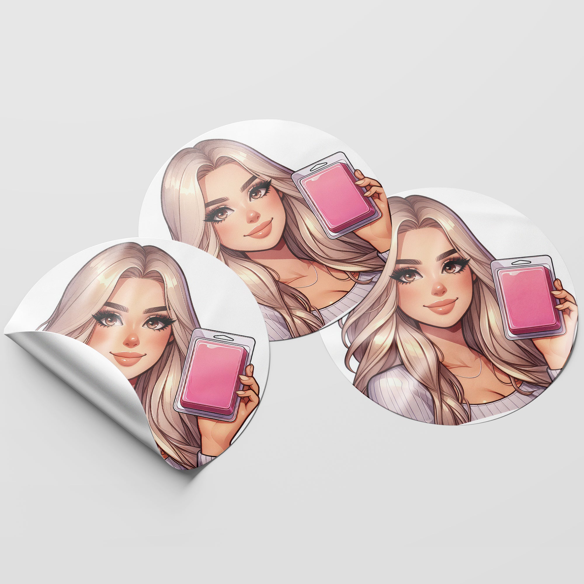 Blonde Hair Woman Wax Melt Avatar 1 Circle Stickers