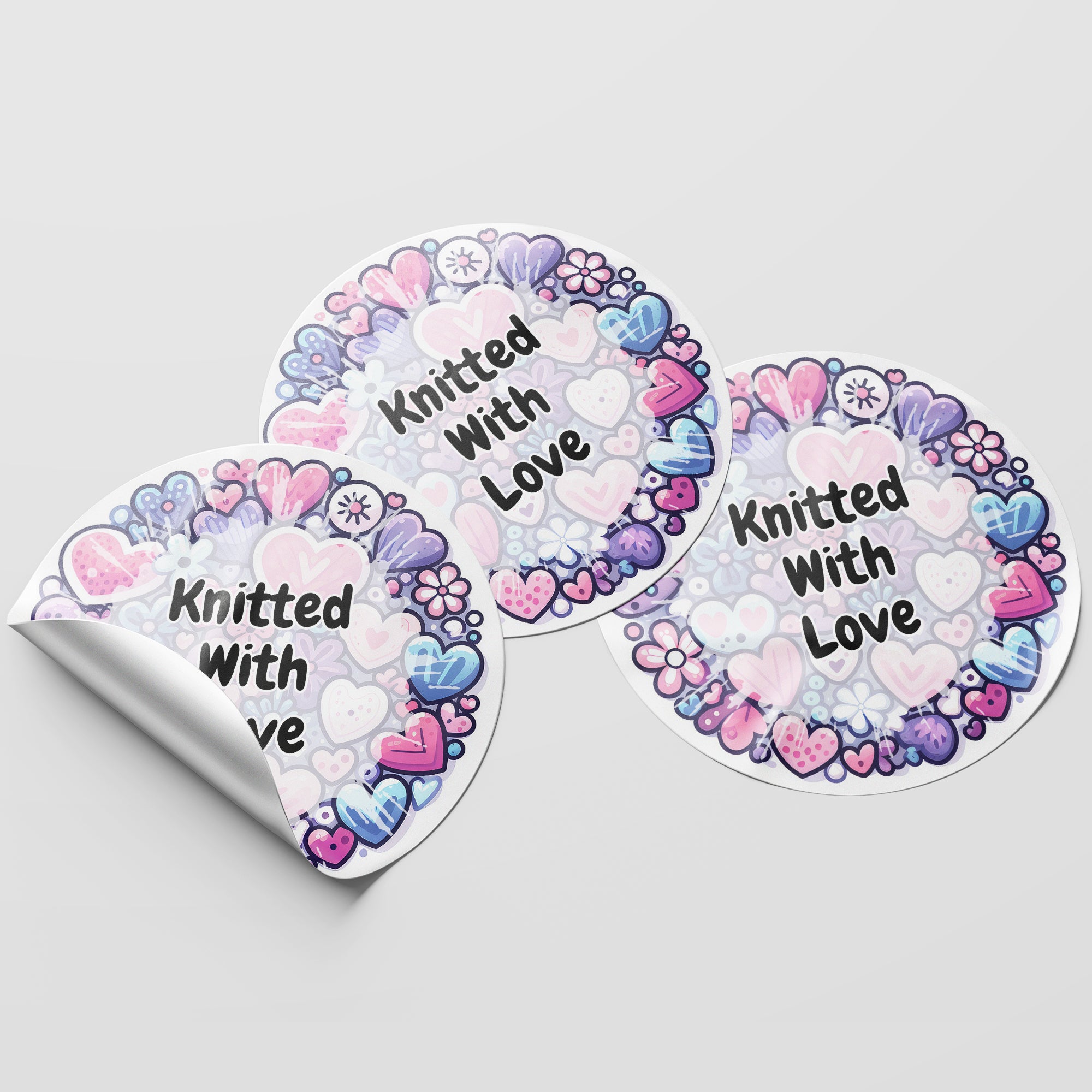 Knitted With Love Circle Stickers