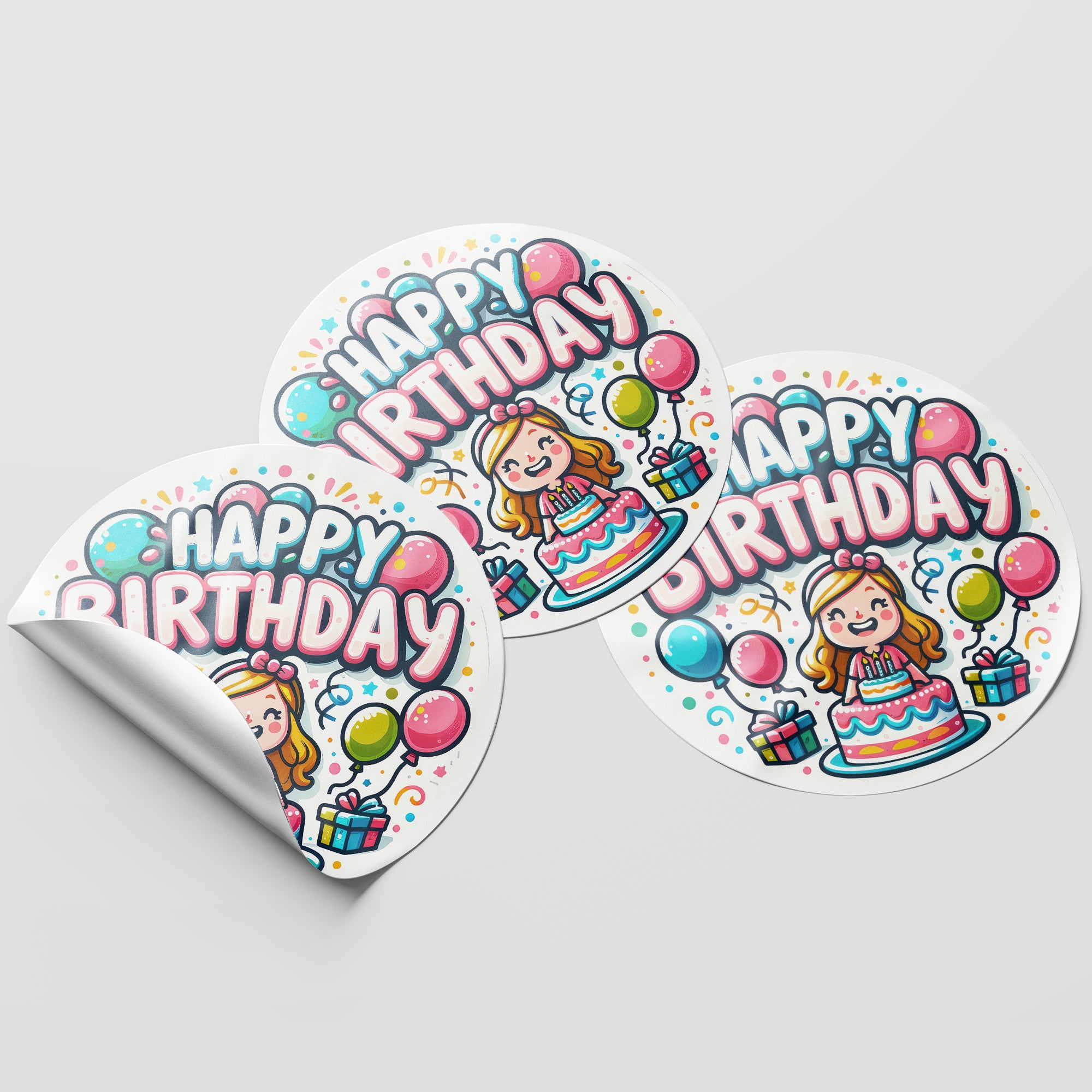 Happy Birthday 1 Circle Stickers