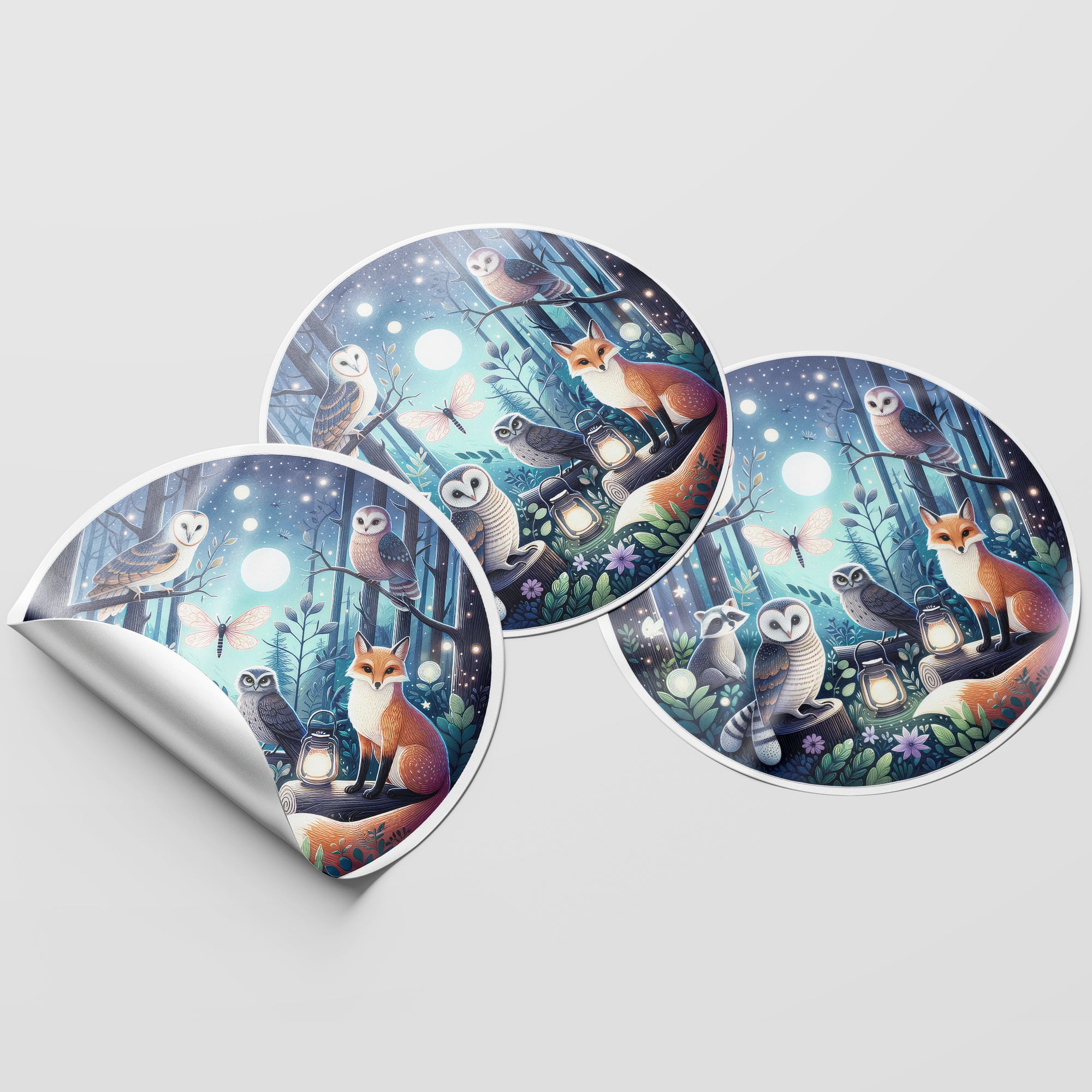 Forest Animals 2 Circle Stickers