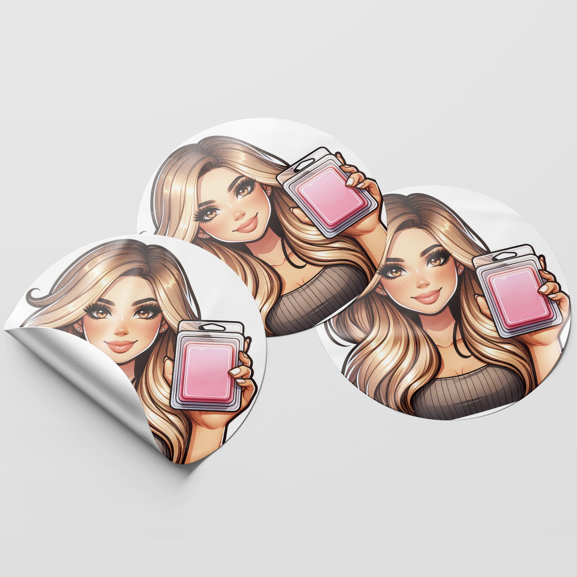 Mousy Hair Woman Wax Melt Avatar 1 Circle Stickers