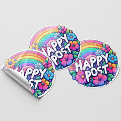 Rainbow Happy Post 1 Circle Stickers