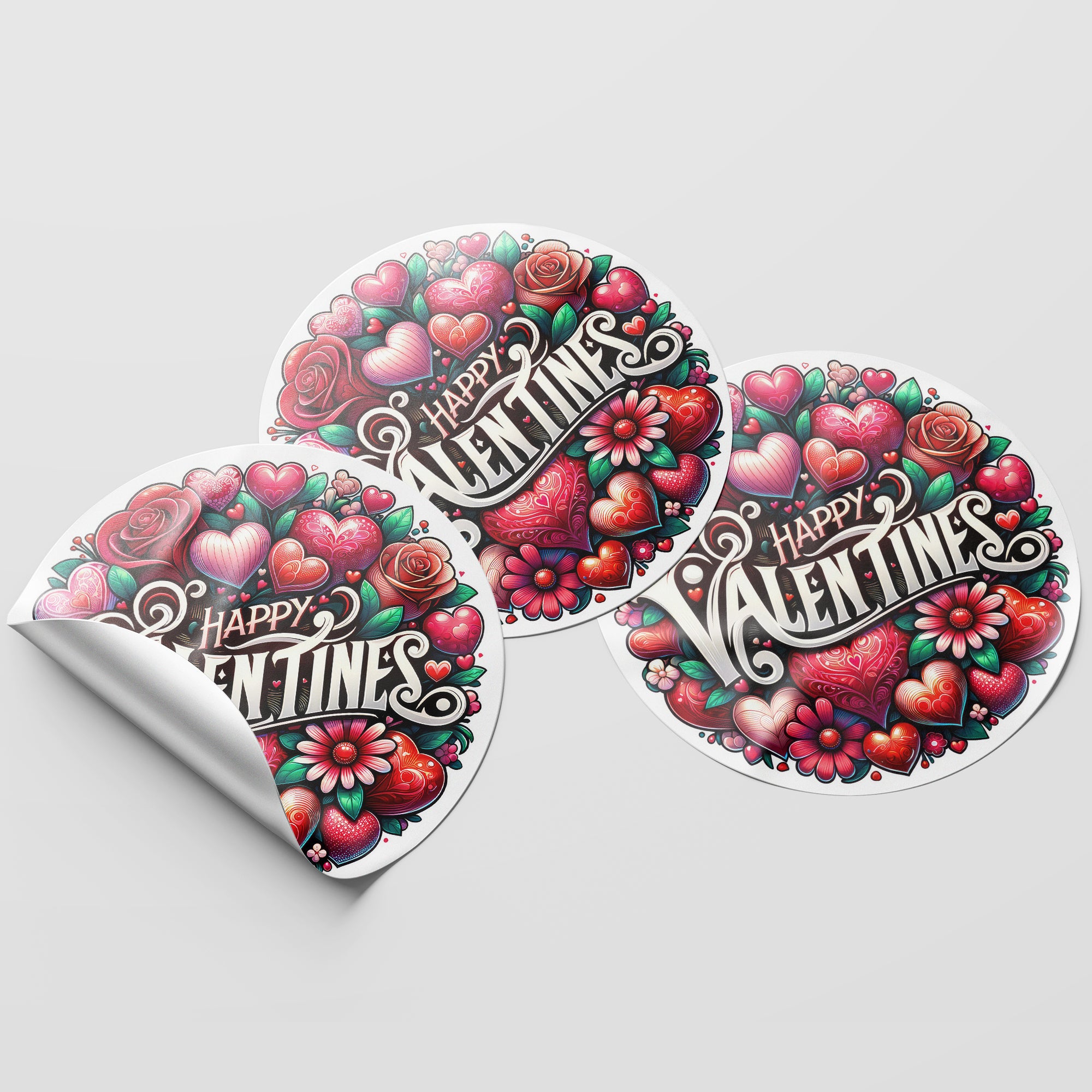 Happy Valentines 1 Circle Stickers