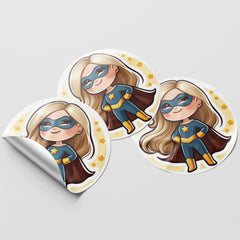 Girl Superhero 1 Circle Stickers