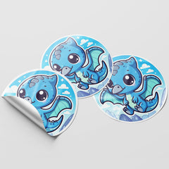 Blue Dinosaur 2 Circle Stickers