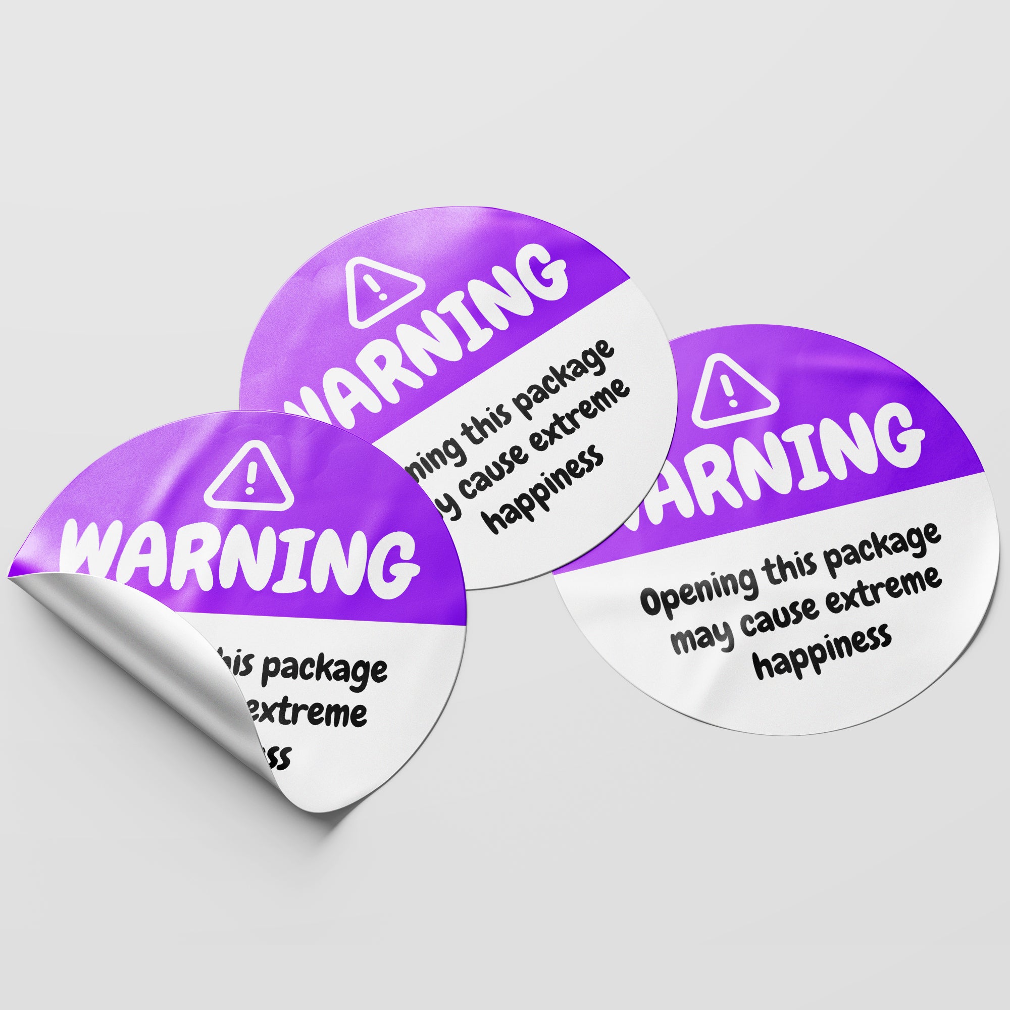 Purple Warning Happiness Circle Stickers