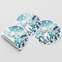 Winter Animals 1 Circle Stickers