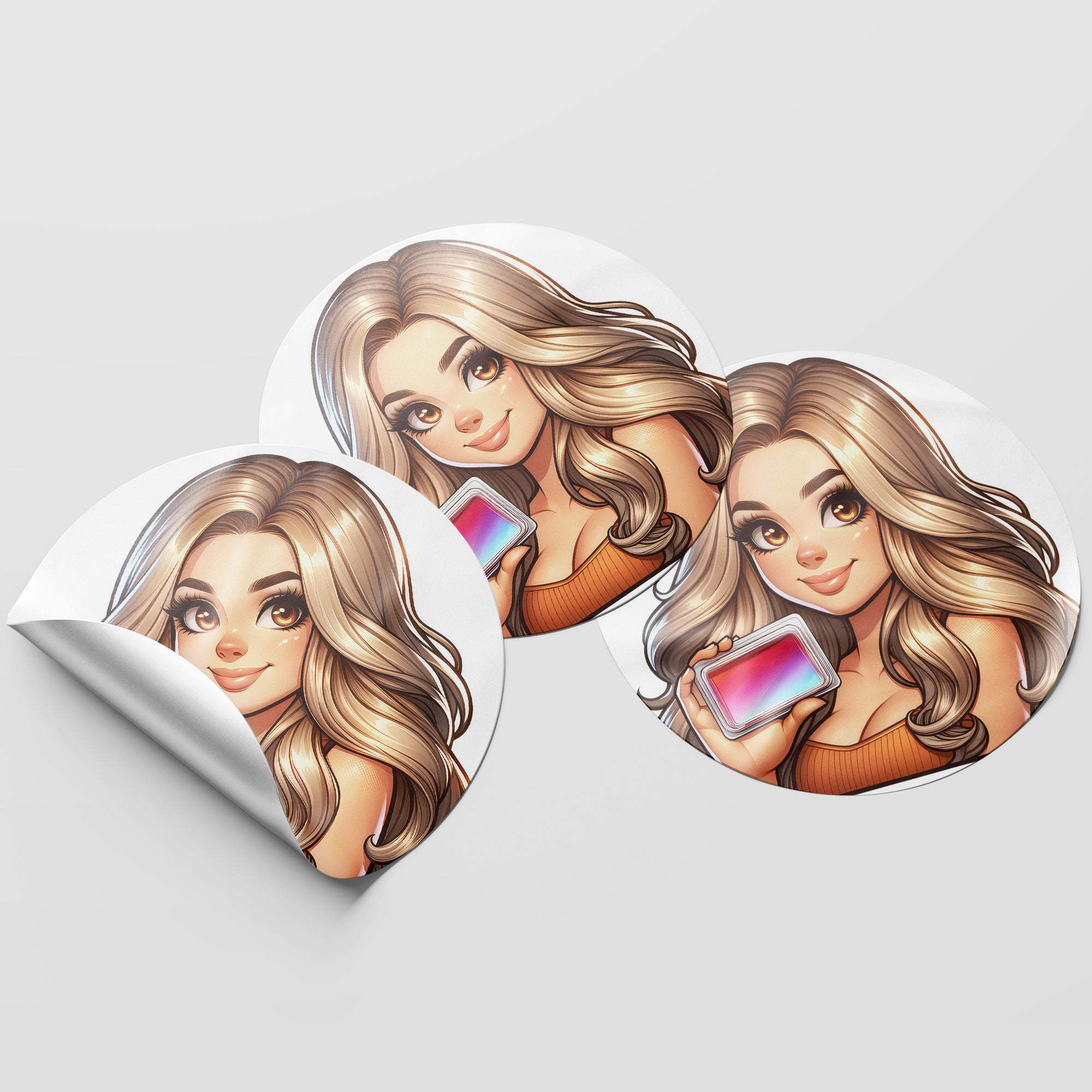 Mousy Hair Woman Wax Melt Avatar 2 Circle Stickers