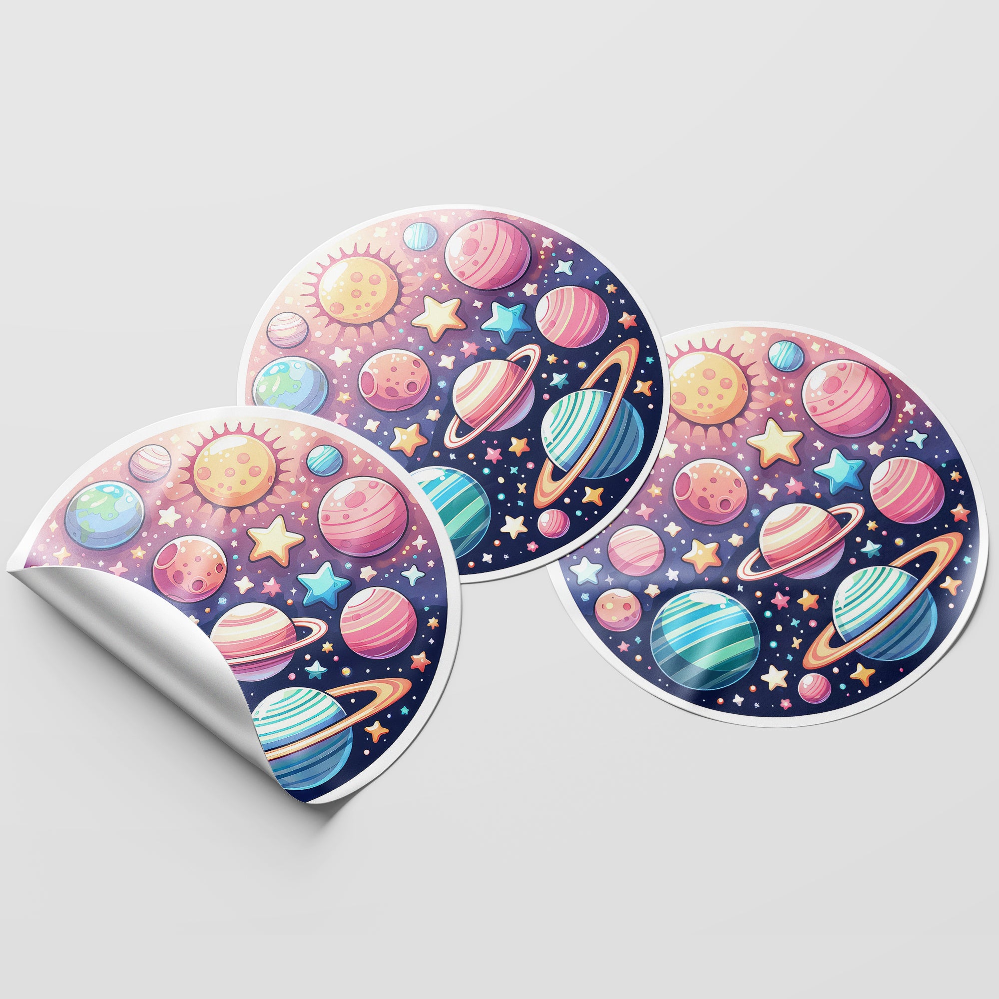 Planets 1 Circle Stickers