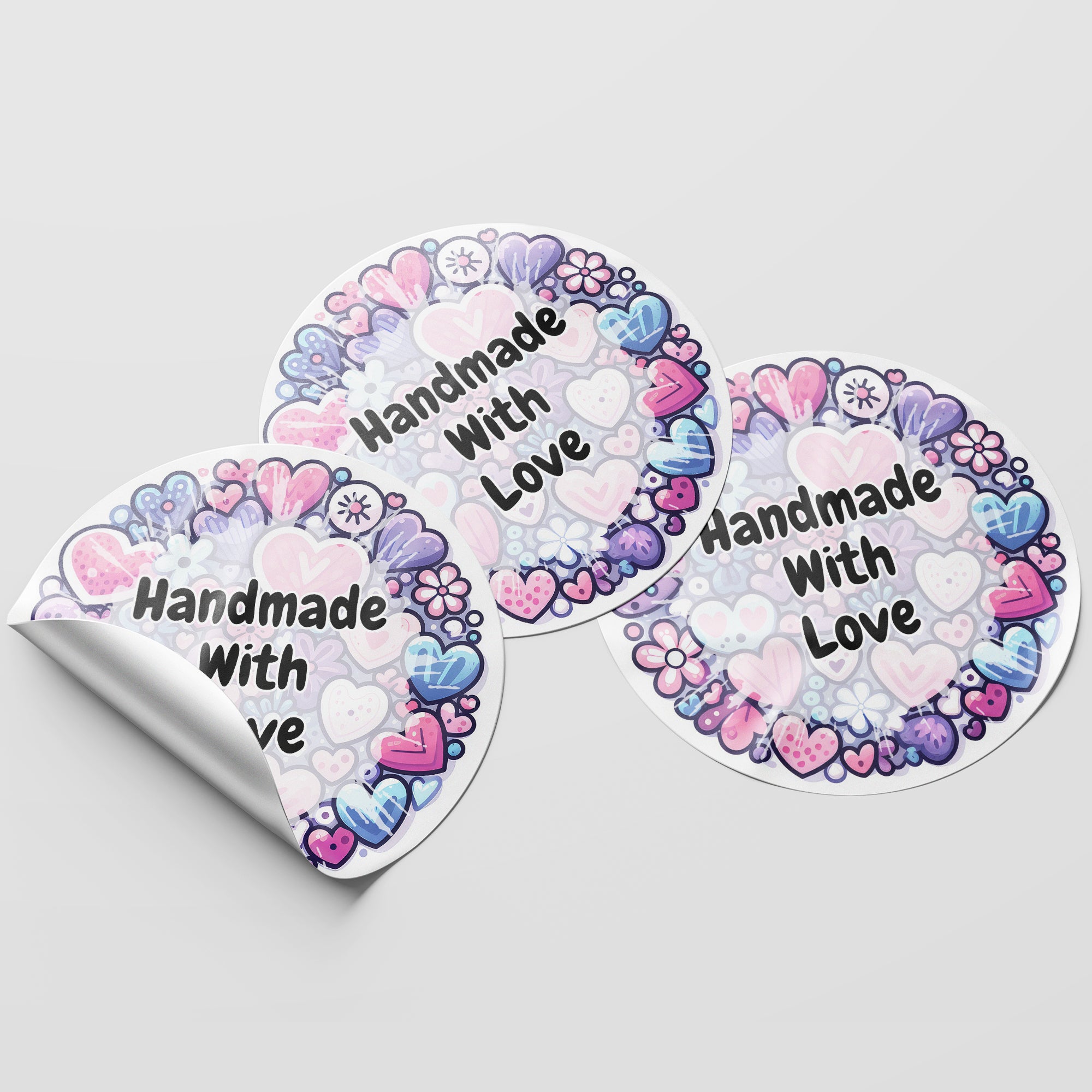 Handmade With Love Circle Stickers