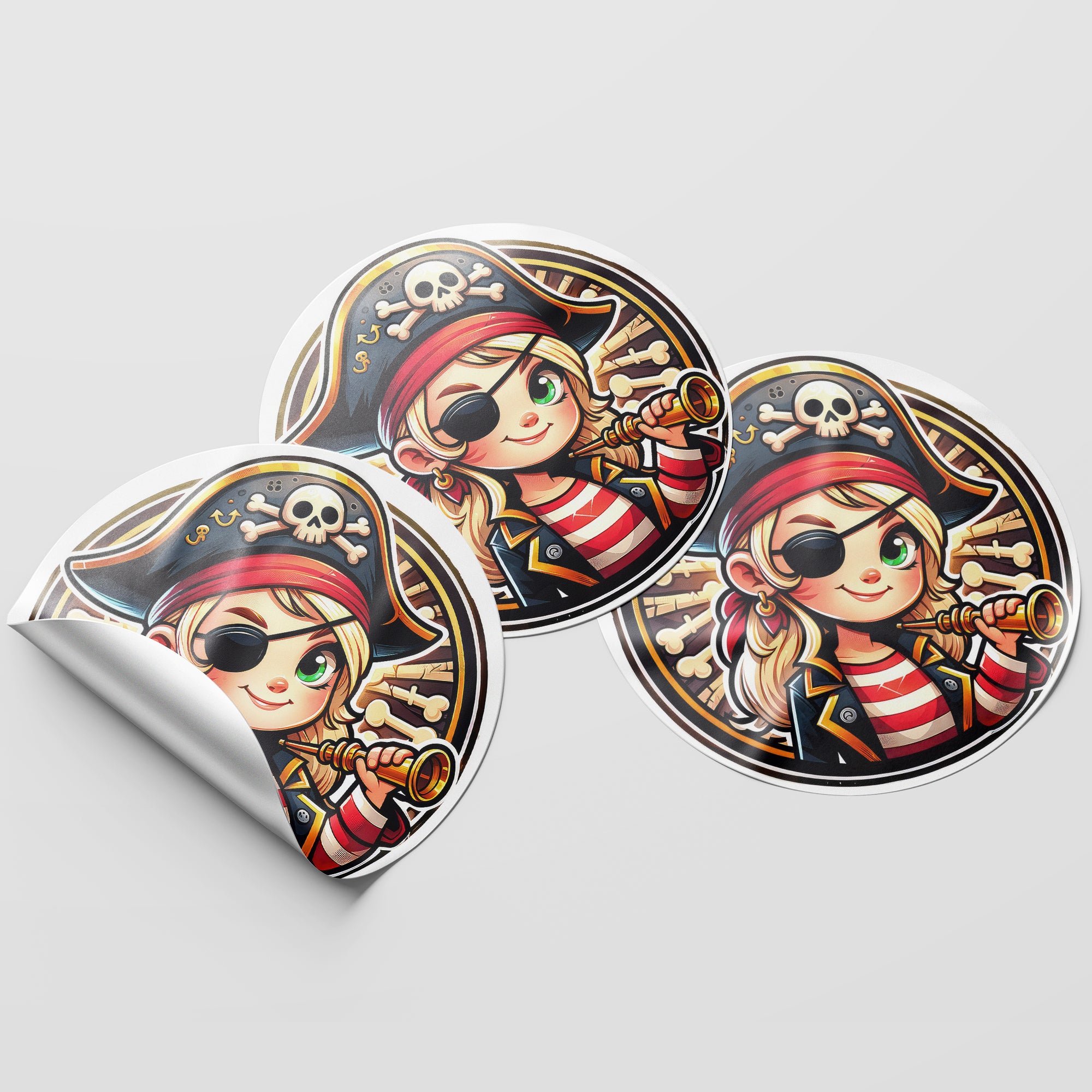 Pirate 3 Circle Stickers