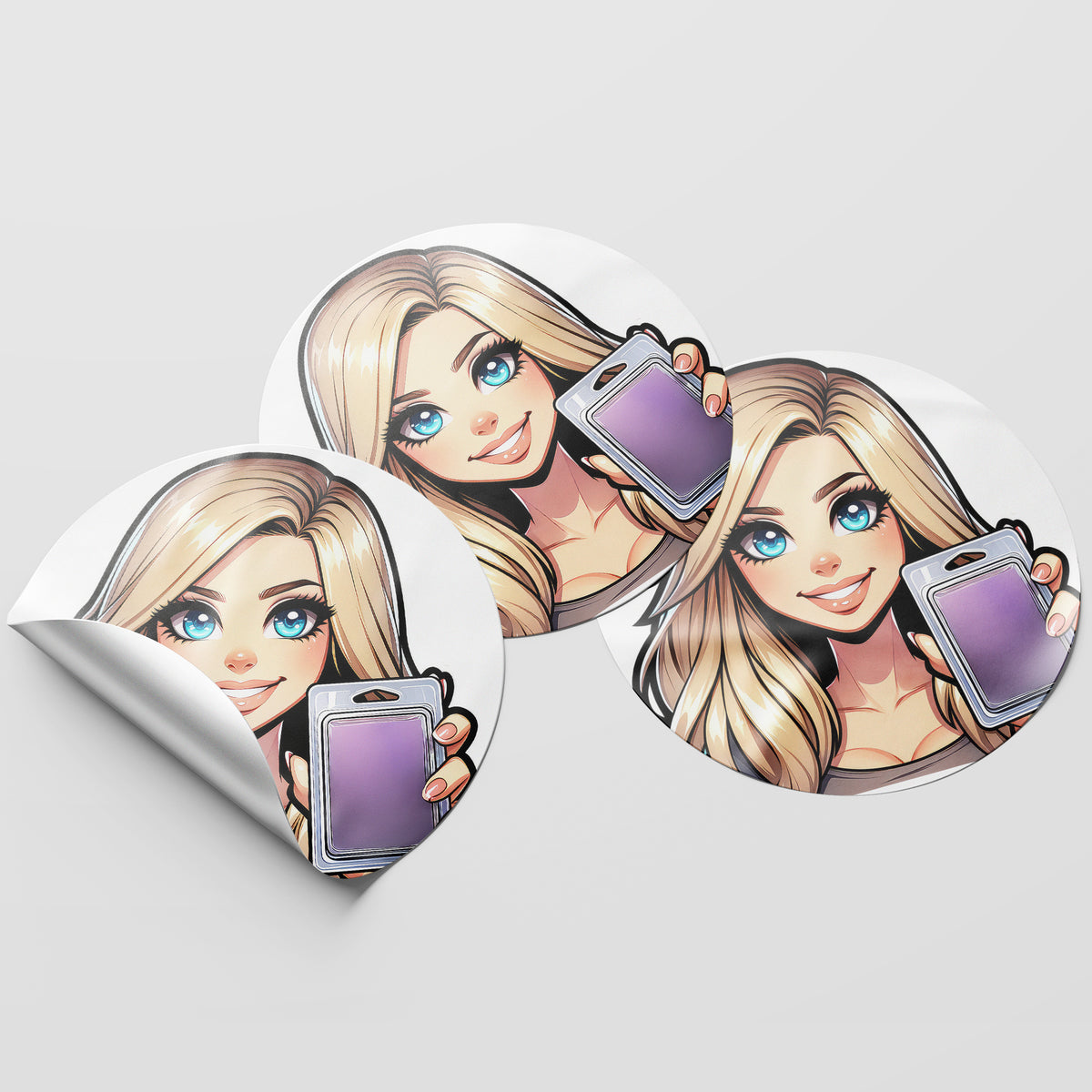 Blonde Hair Woman Wax Melt Avatar 5 Circle Stickers