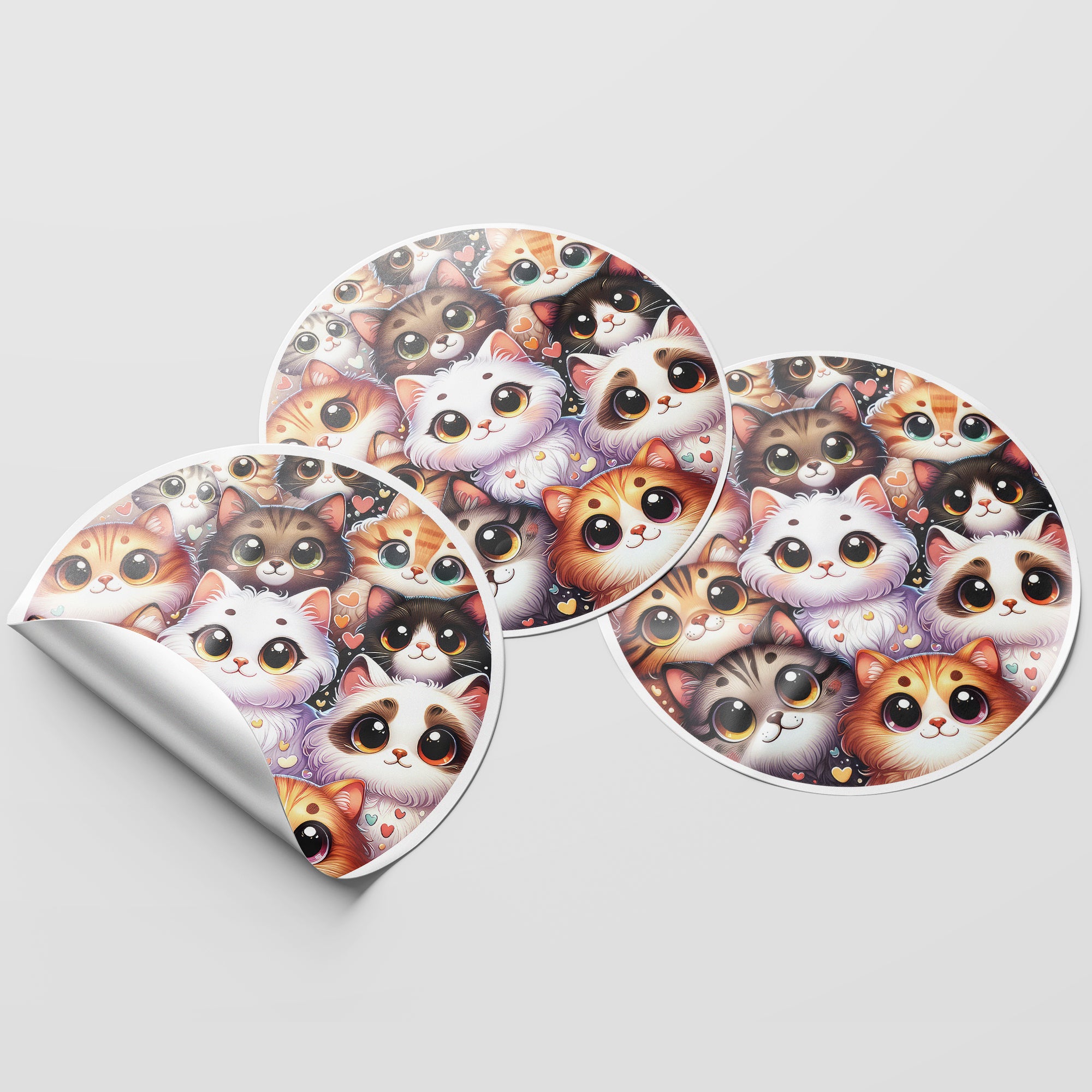 Cats 2 Circle Stickers