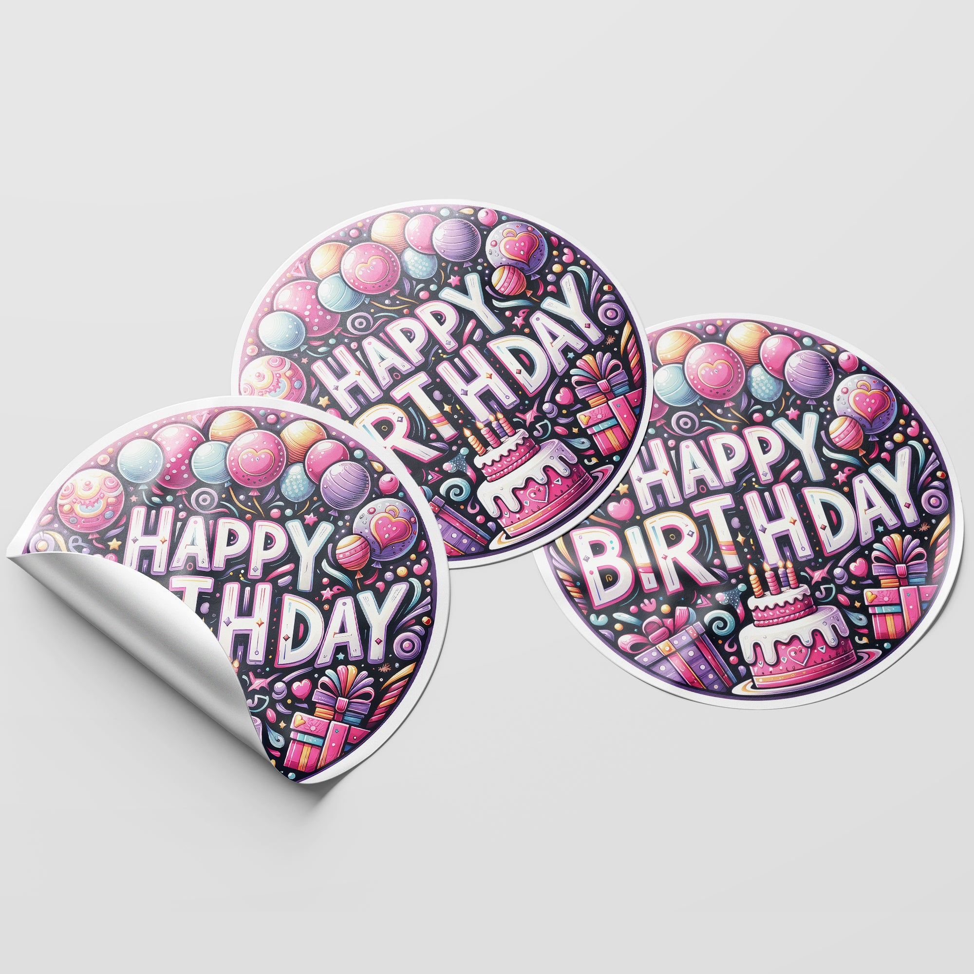 Happy Birthday 2 Circle Stickers