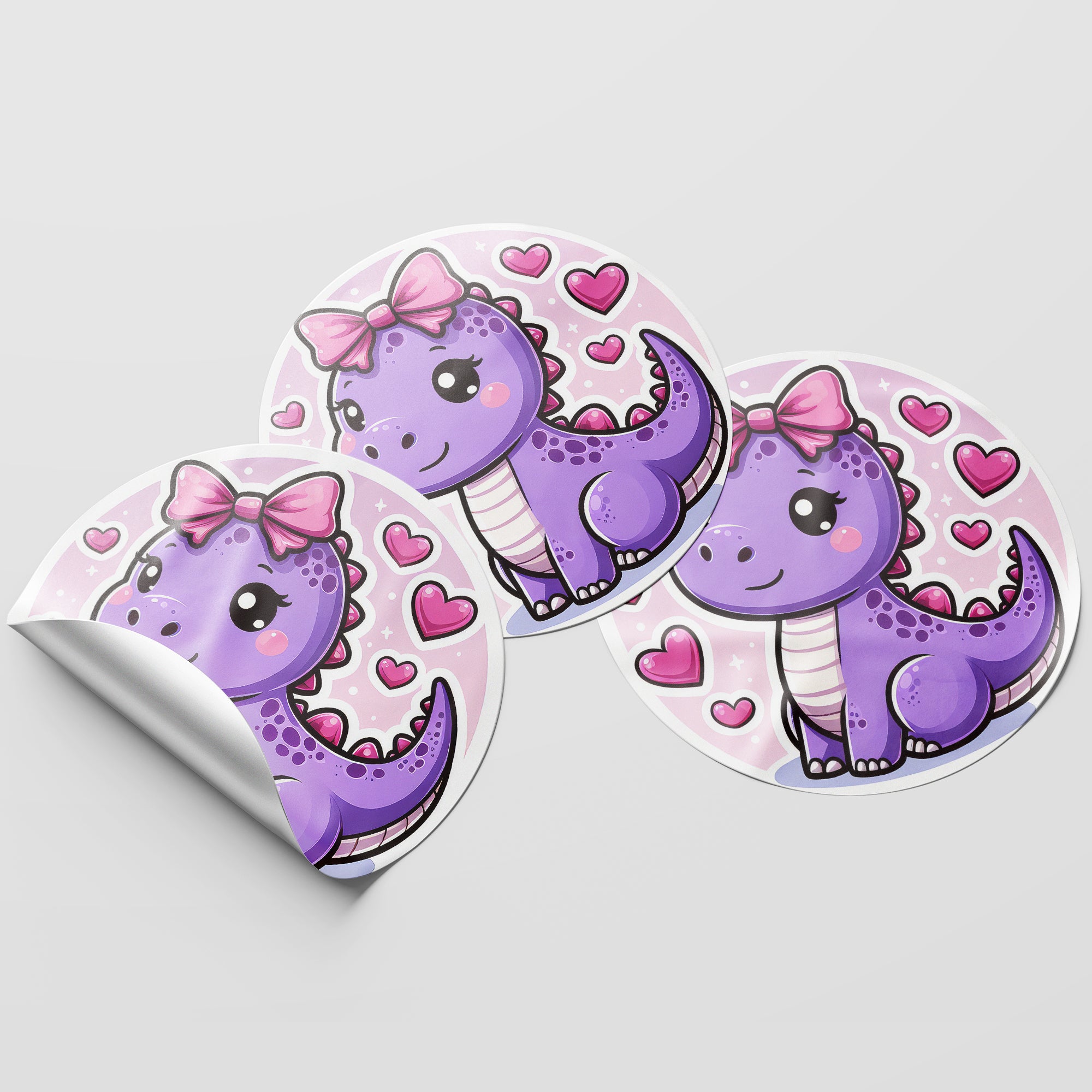 Purple Dinosaur 1 Circle Stickers