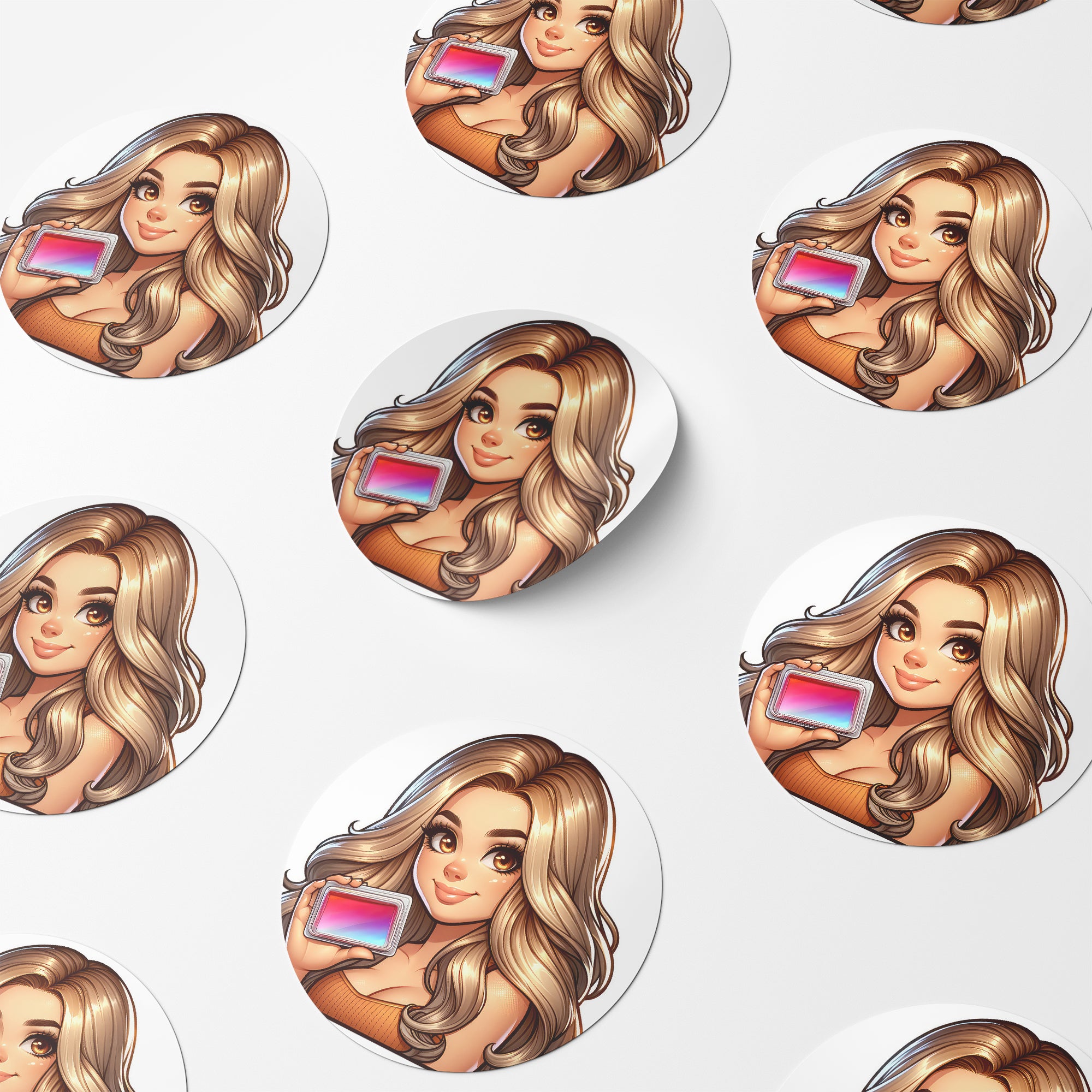 Mousy Hair Woman Wax Melt Avatar 2 Circle Stickers