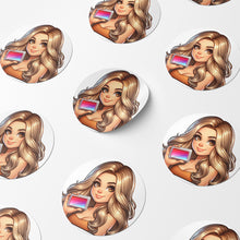 Load image into Gallery viewer, Mousy Hair Woman Wax Melt Avatar 2 Circle Stickers