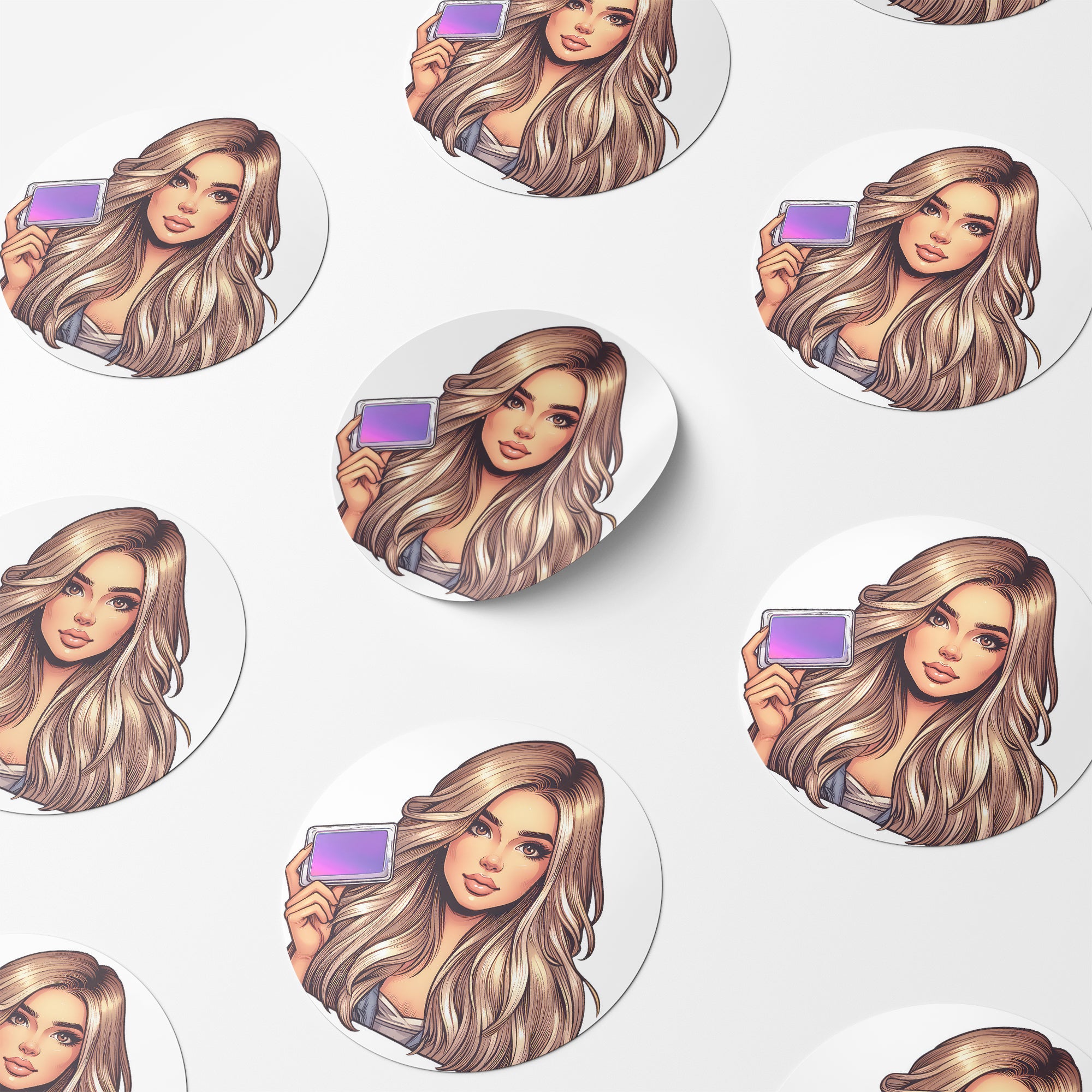 Blonde Hair Woman Wax Melt Avatar 6 Circle Stickers