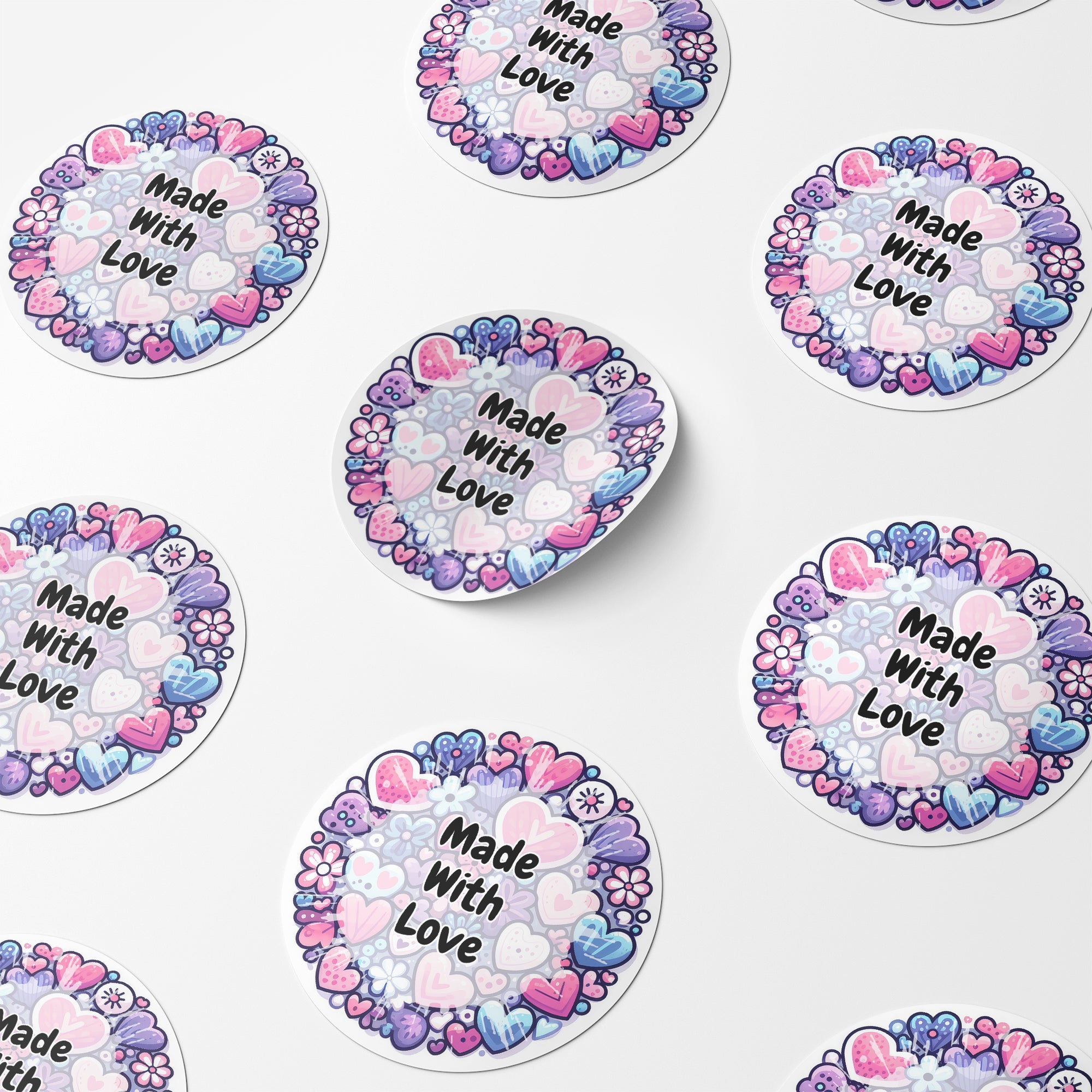 Made With Love Circle Stickers