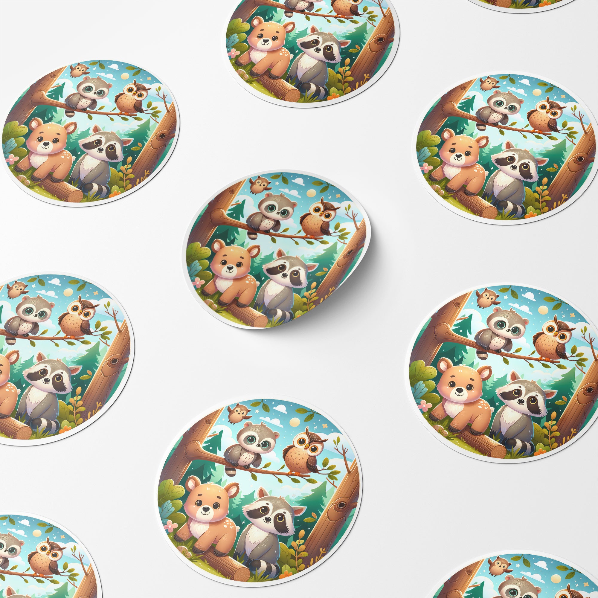 Forest Animals 1 Circle Stickers