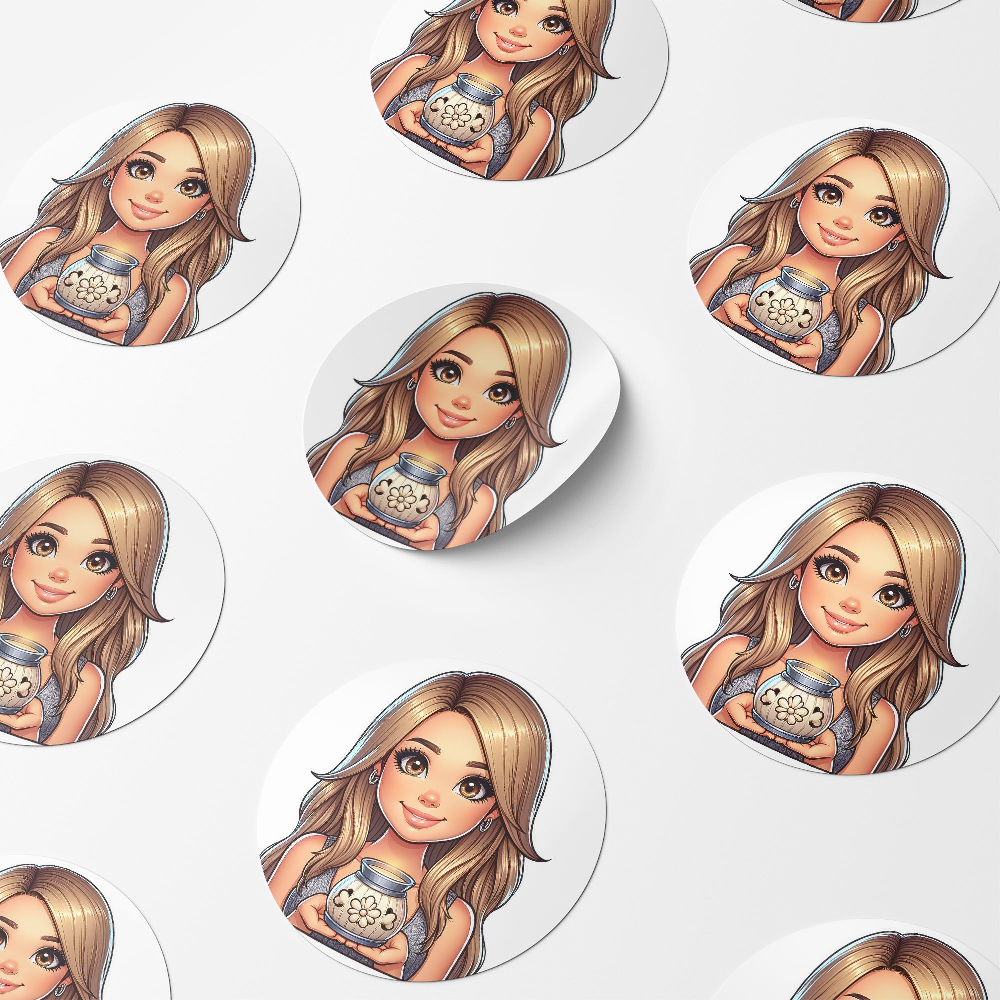 Blonde Woman Wax Melt 1 Circle Stickers