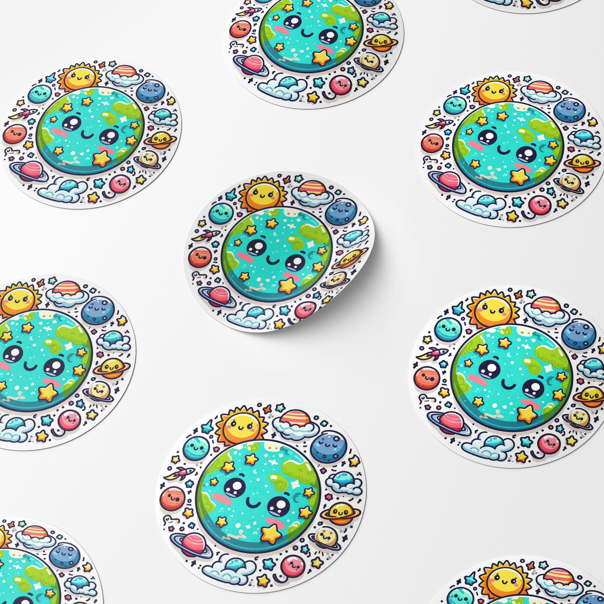 Planets 2 Circle Stickers