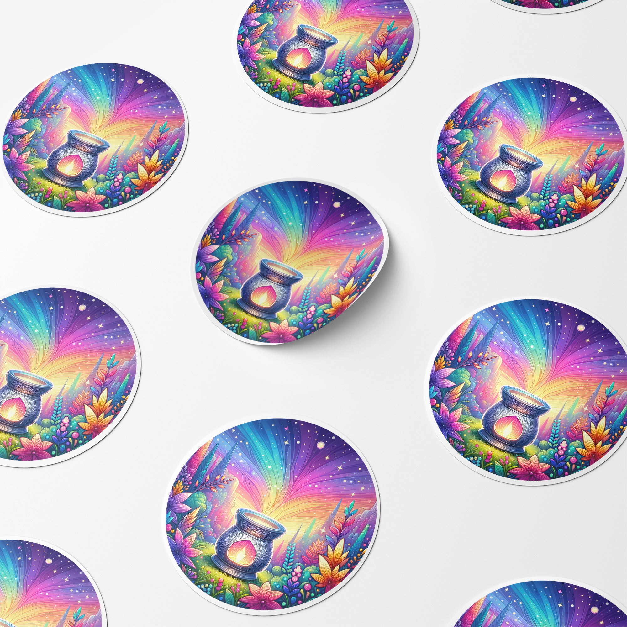 Magical Wax Melt Burner 4 Circle Stickers