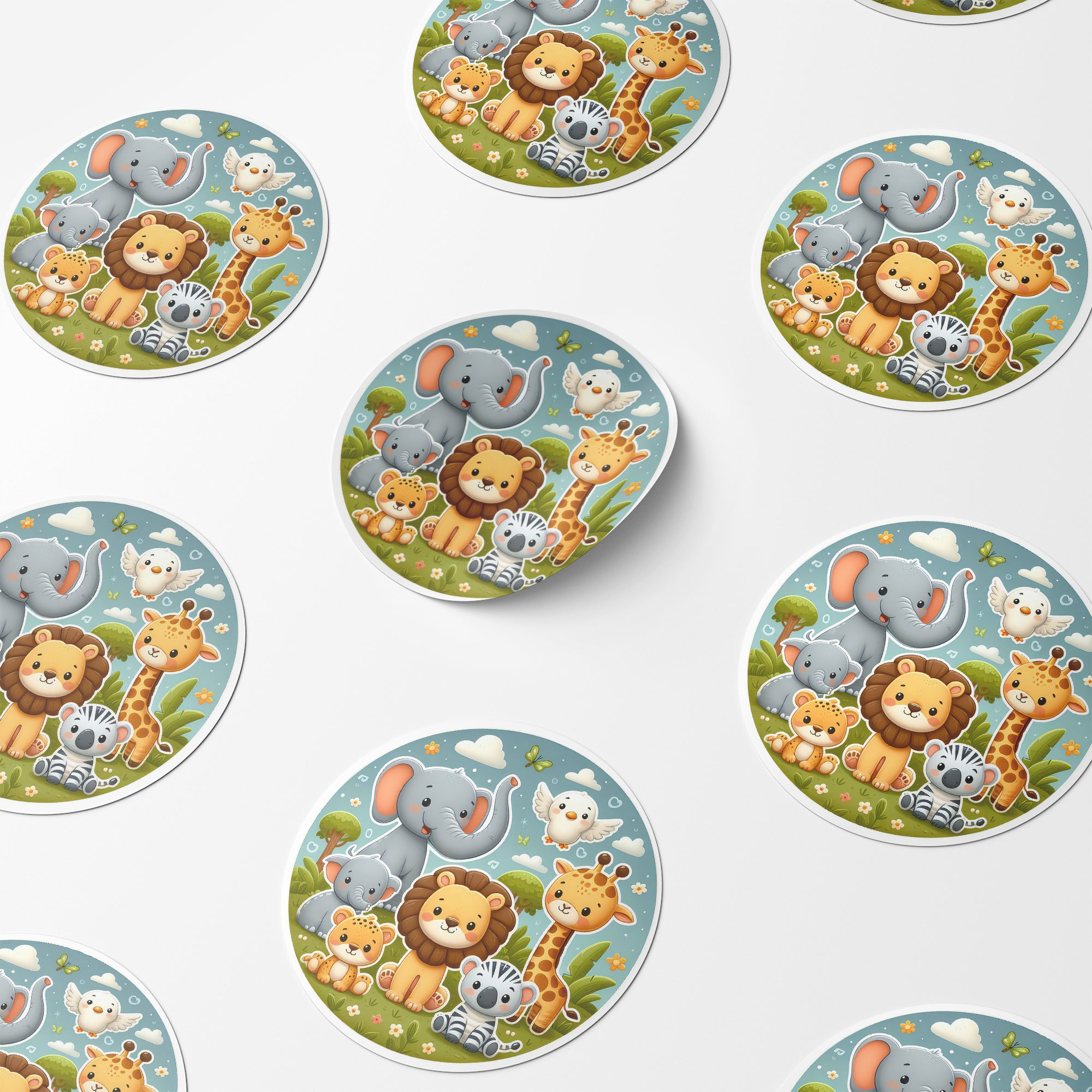 Safari Animals 1 Circle Stickers