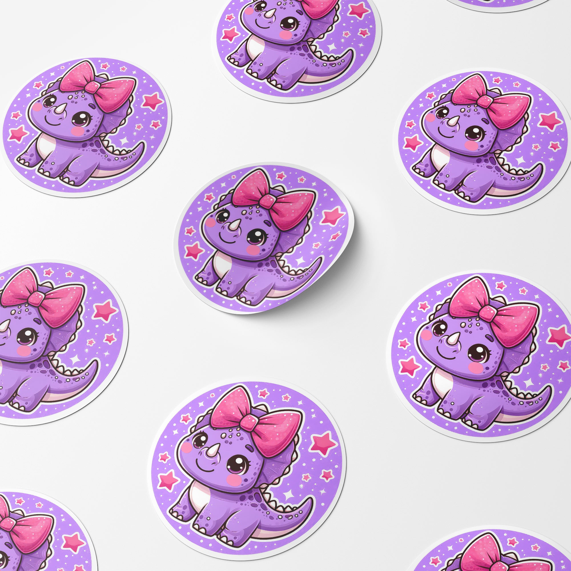 Purple Dinosaur 3 Circle Stickers