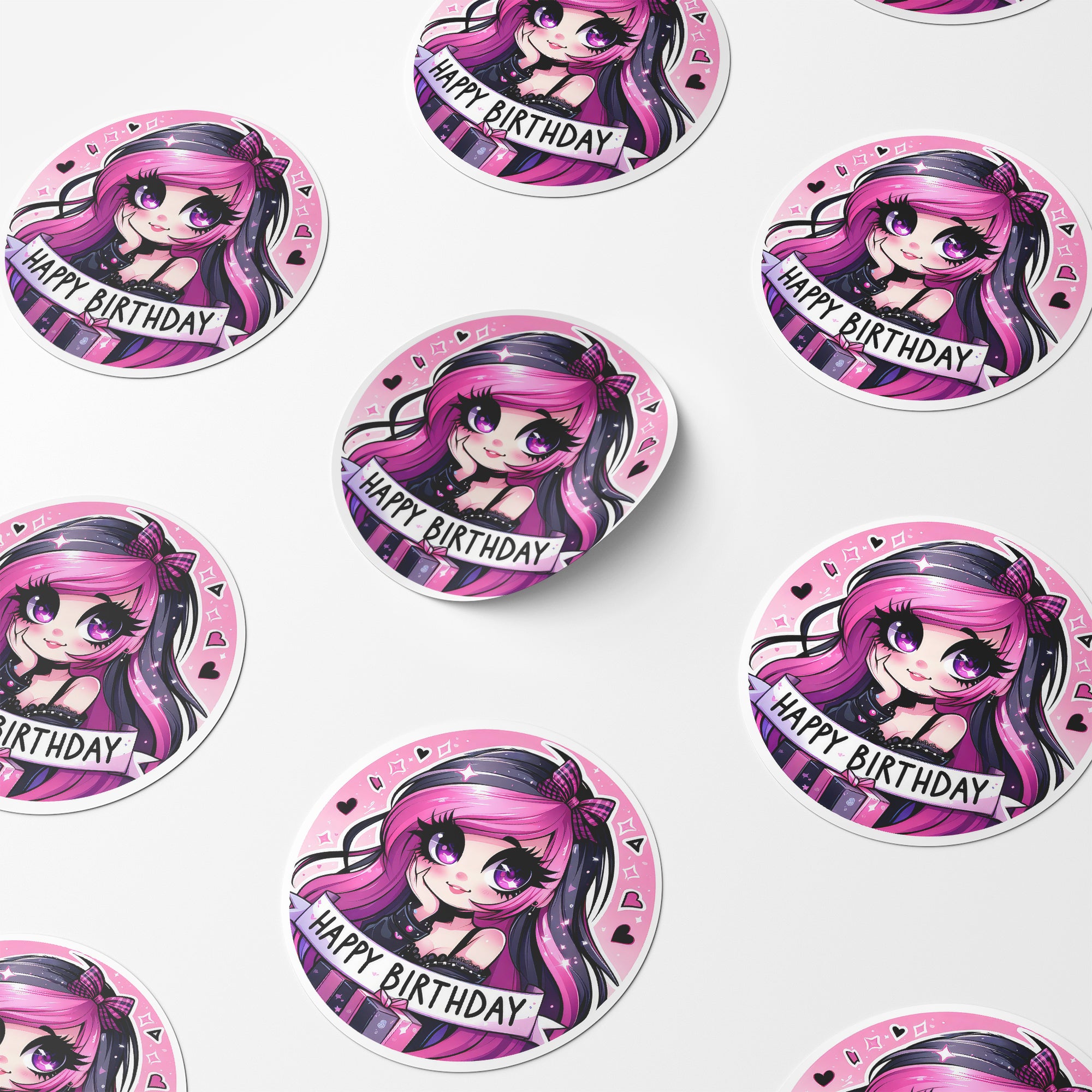 Girls Birthday 1 Circle Stickers