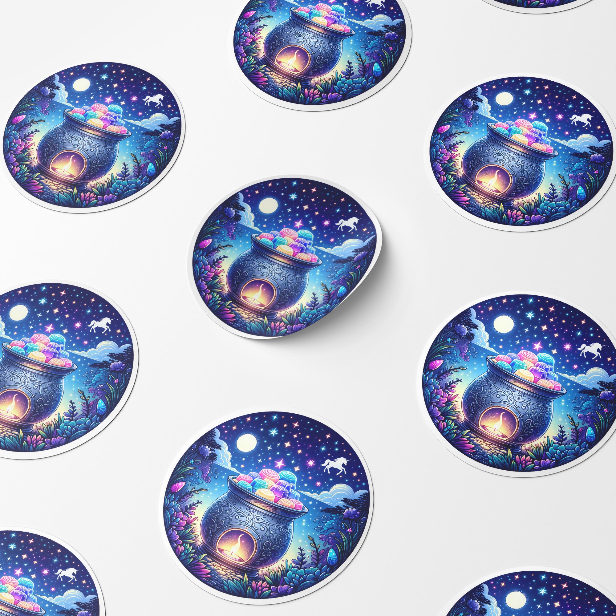 Magical Wax Melt Burner 3 Circle Stickers