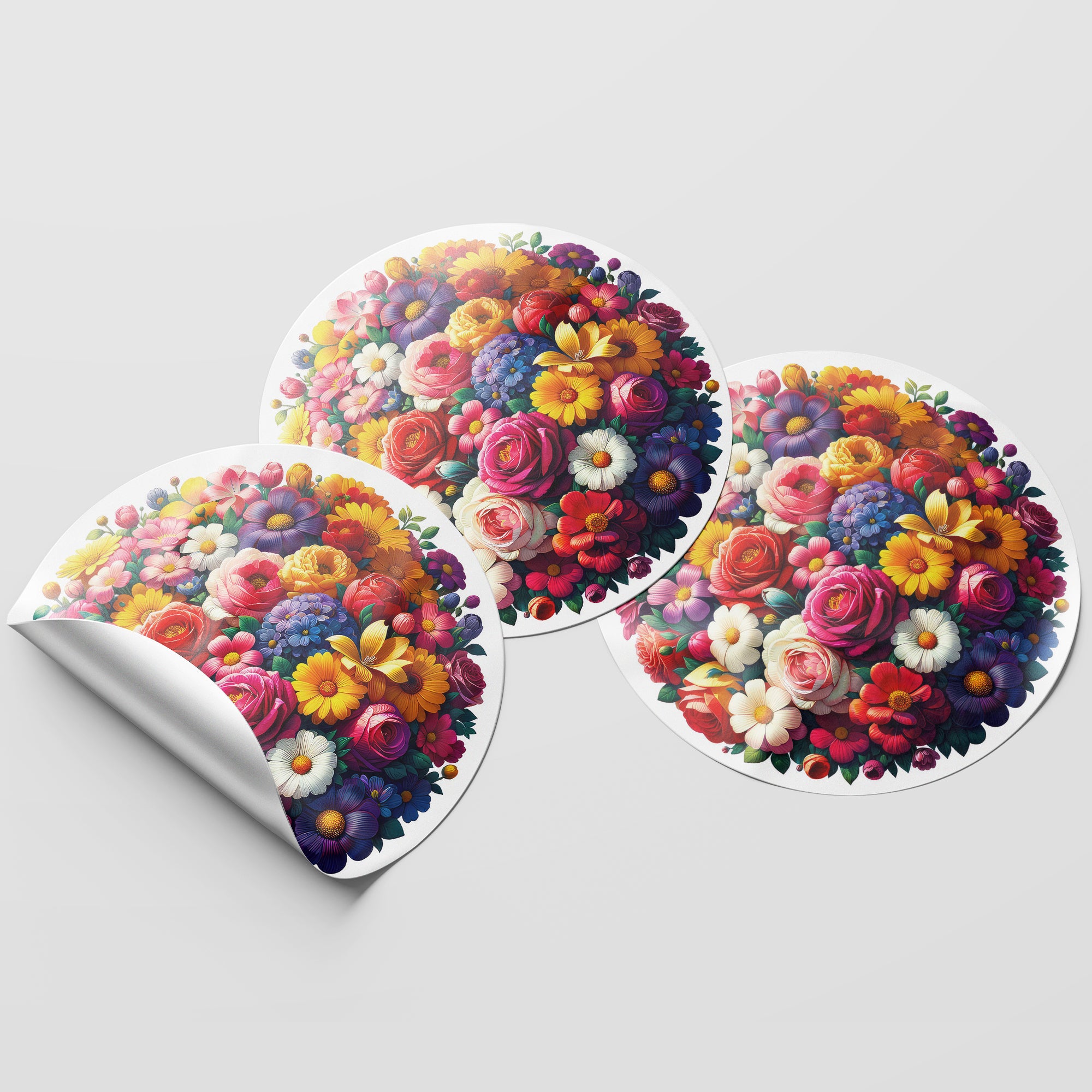 Flowers 1 Circle Stickers